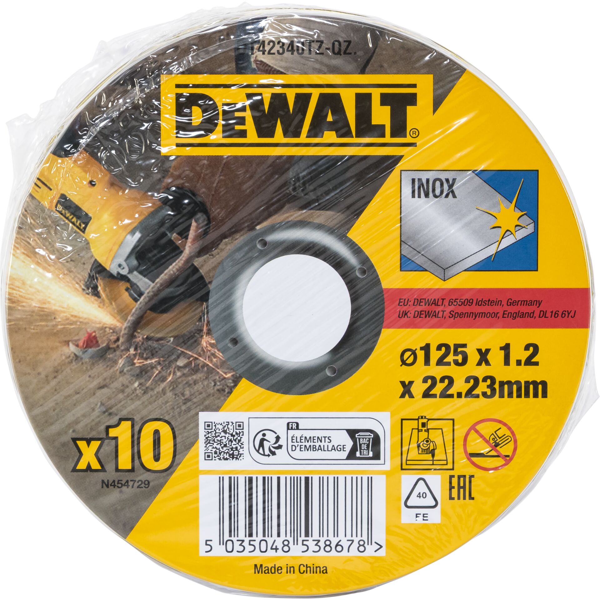 Schleifscheibe, Dewalt, Inox, Ø125, 22.23mm