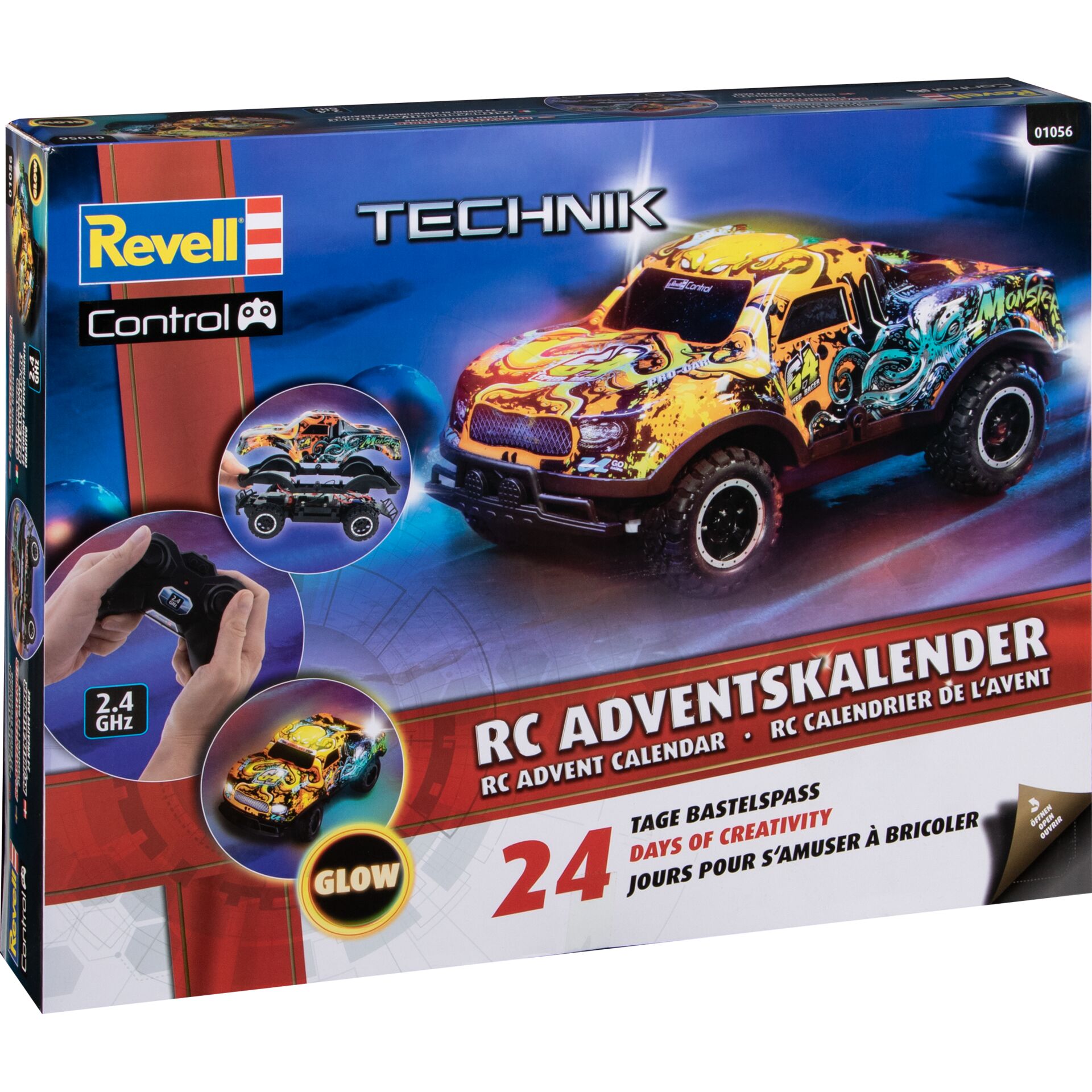 RC-Auto, Adventskalender, 2,4-GHz, Glow, Monstertruck