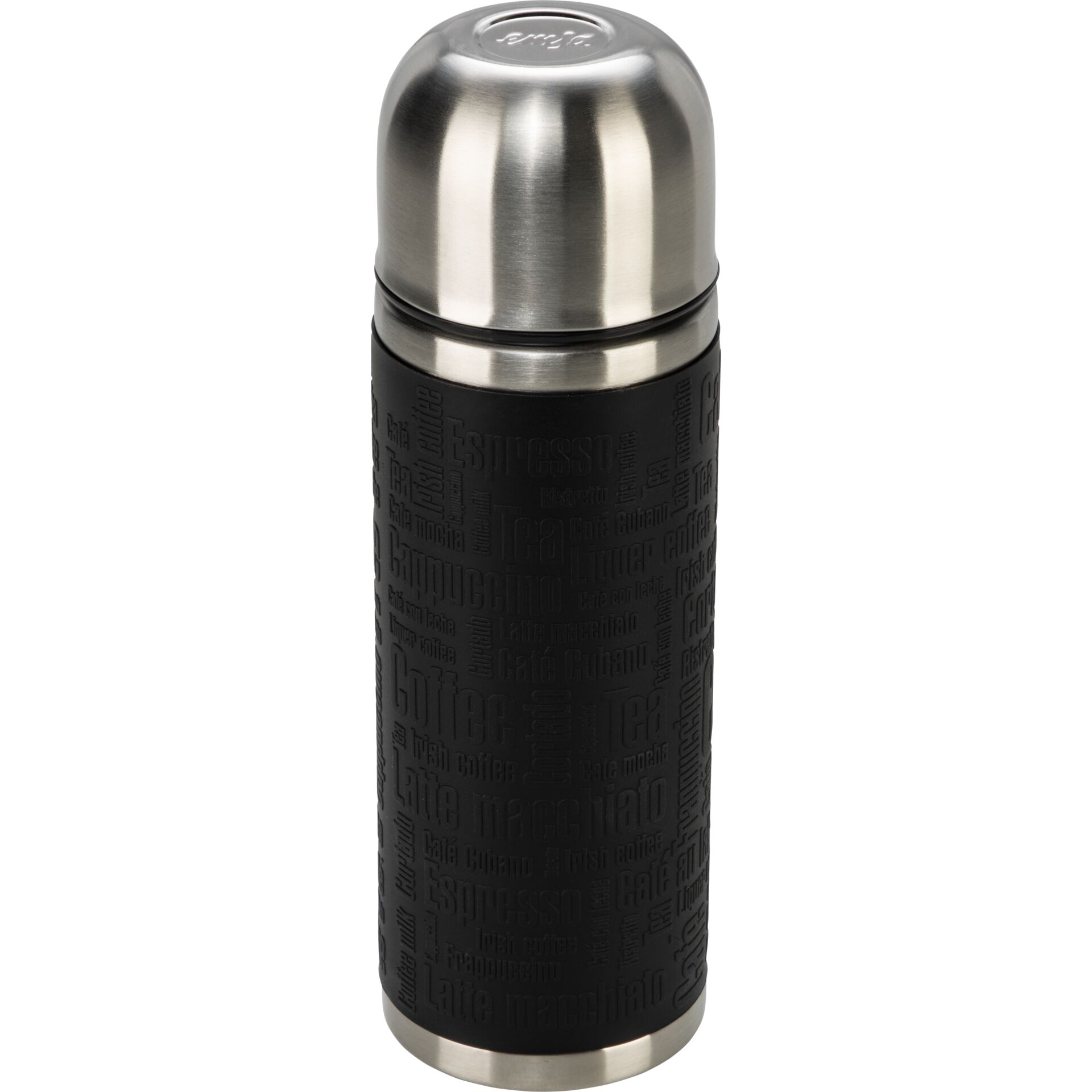 Thermos, Edelstahl, Schwarz, Texturiert, Vakuumisoliert