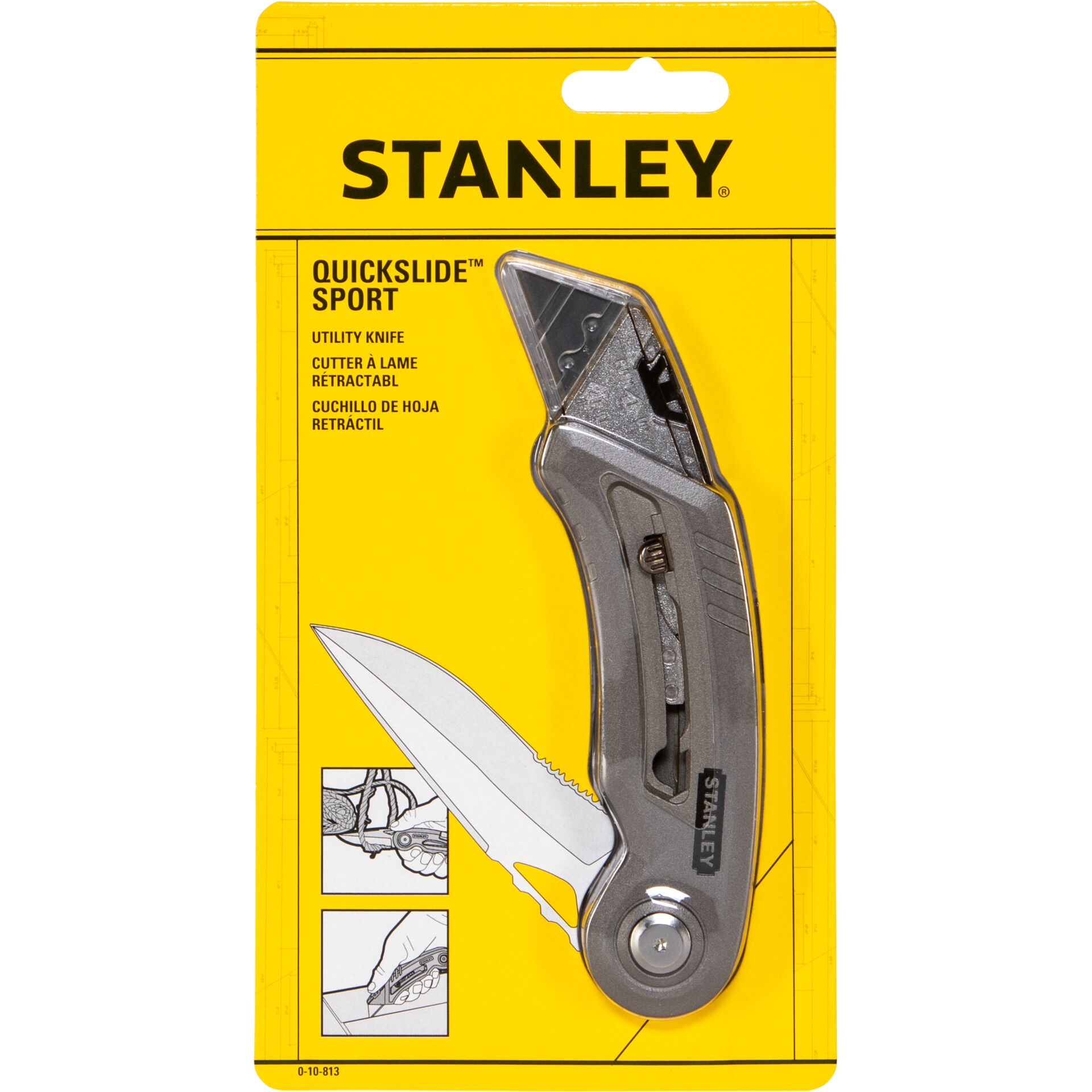 Heftiges Werkzeuge, Klinge, ergonomisch, schwarz, Stanley, Utility-Messer, Klappmesser, Blattklinge, grauer Griff, ausziehbare Klinge