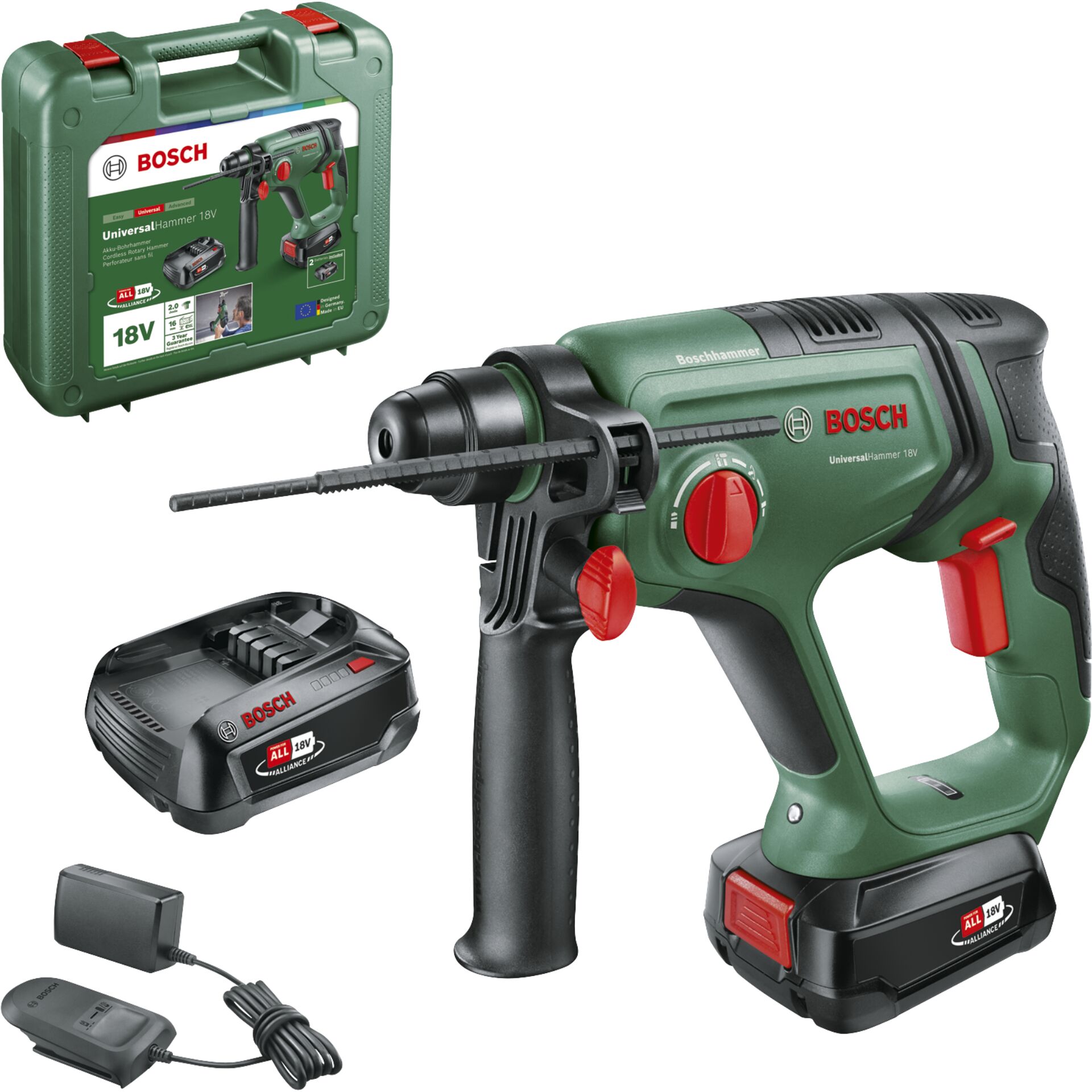 Akku-Bohrhammer, Schlagbohrer, 18V, Bosch, Kofferset