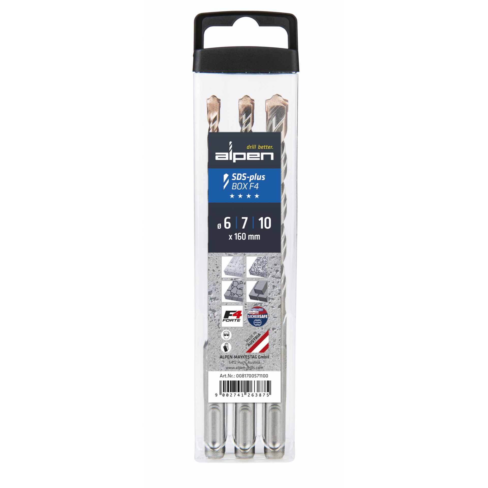 Alpen SDS+ F4 Box 3 pcs. 6-7-10x  160