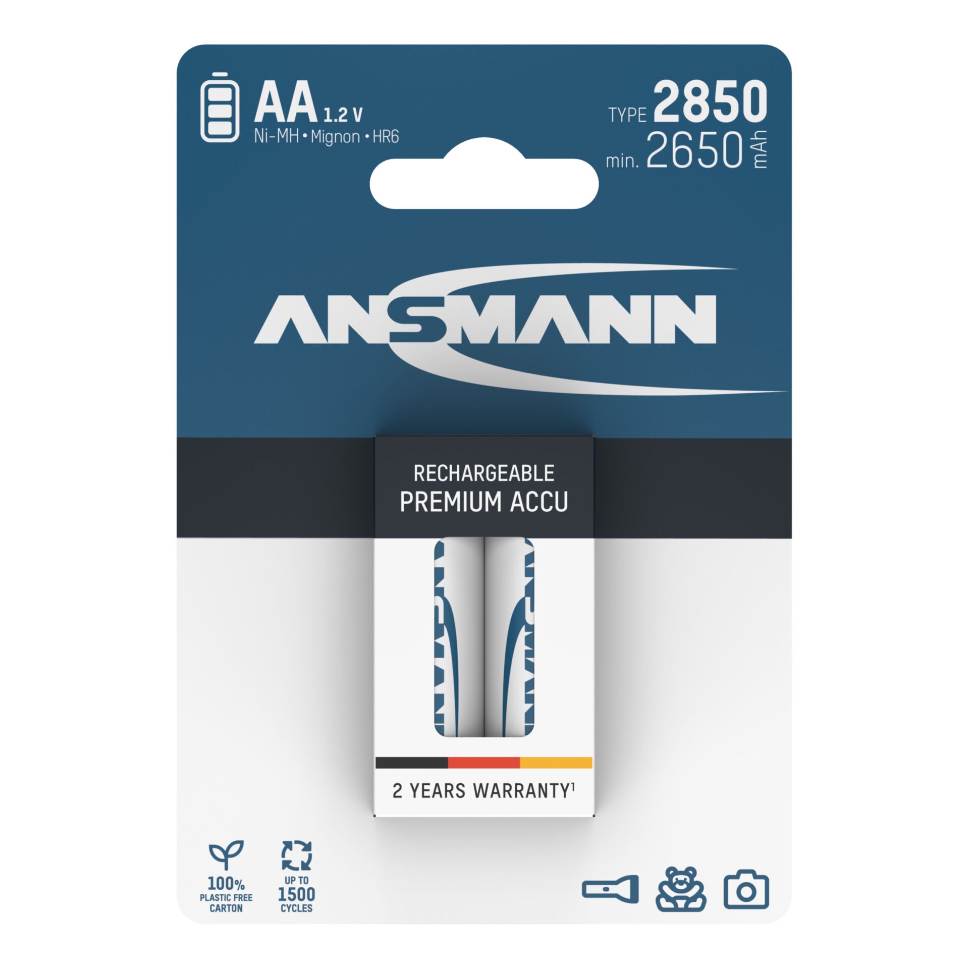 12x2 Ansmann NiMH bat. 2850  Mignon AA 2650 mAh