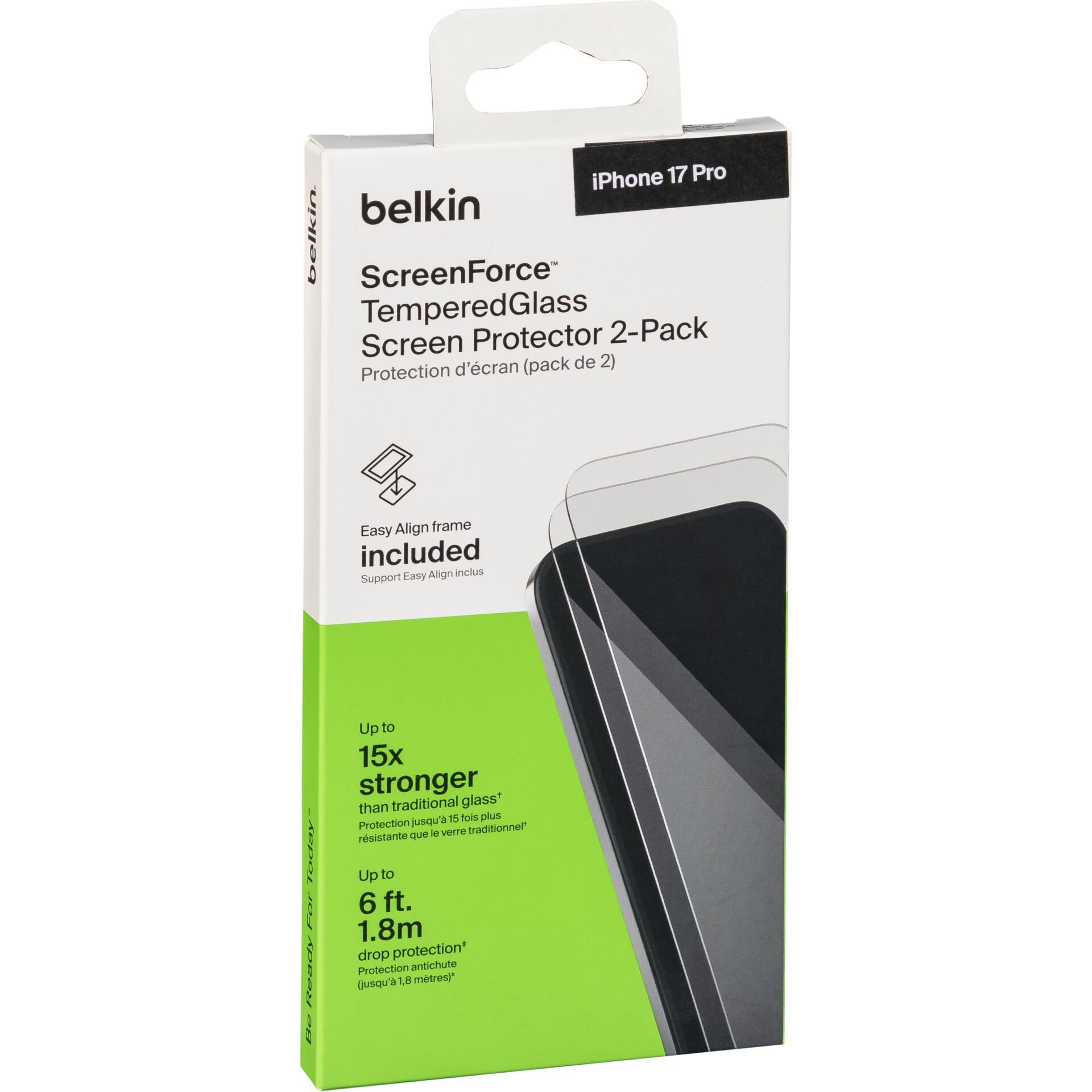 Screen Protector, Tempered Glass, 2-Pack, iPhone 17 Pro, Transparent Glass