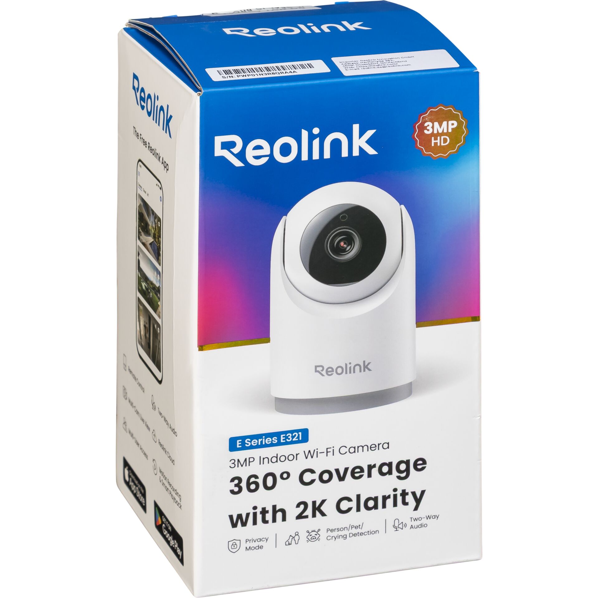 IP-Kamera, Innentkamera, WLAN, 360° Abdeckung, 2K Klarheit