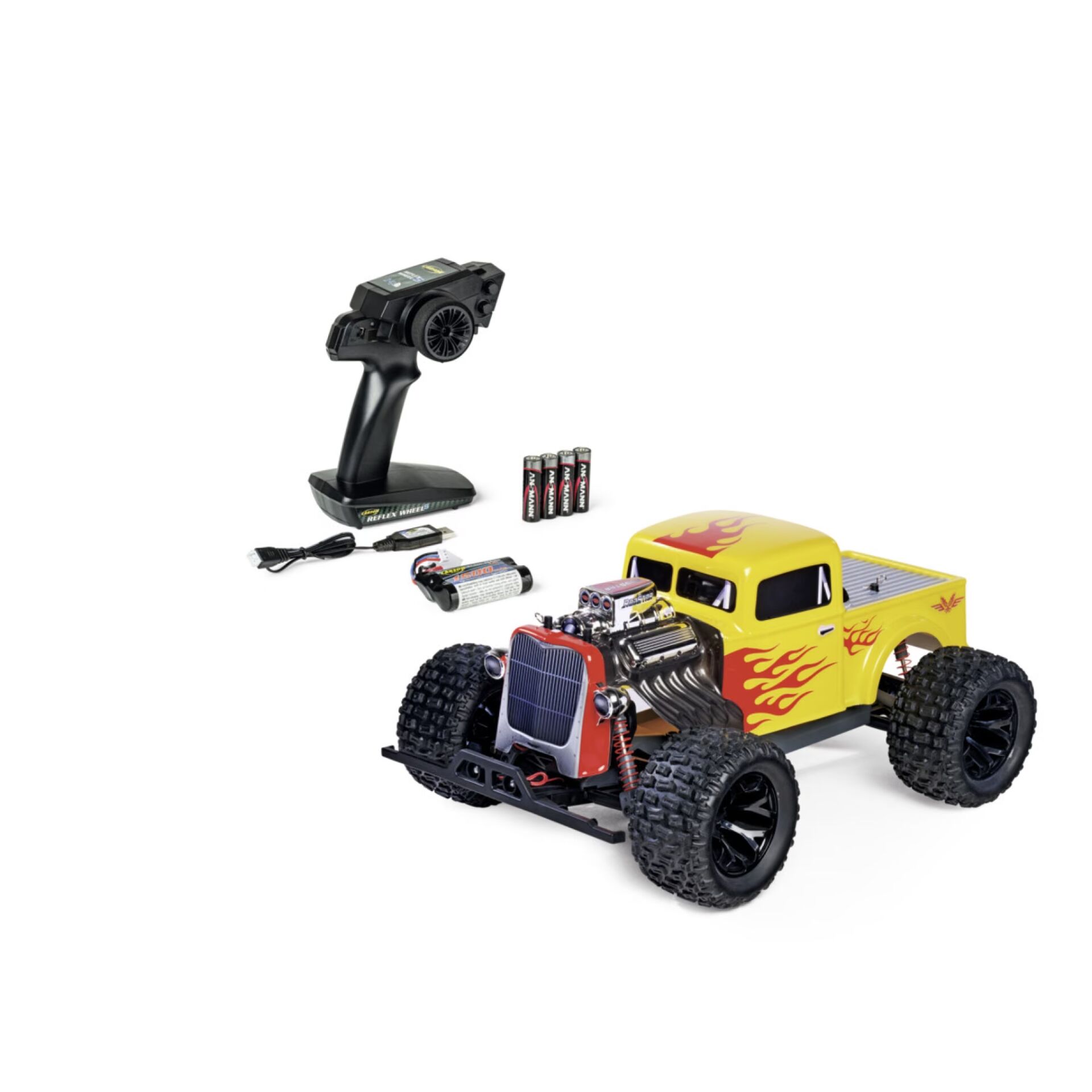 RC-Auto, Fernsteuerung, Gasbetrieben, Flammen-Design, Batterie-Set