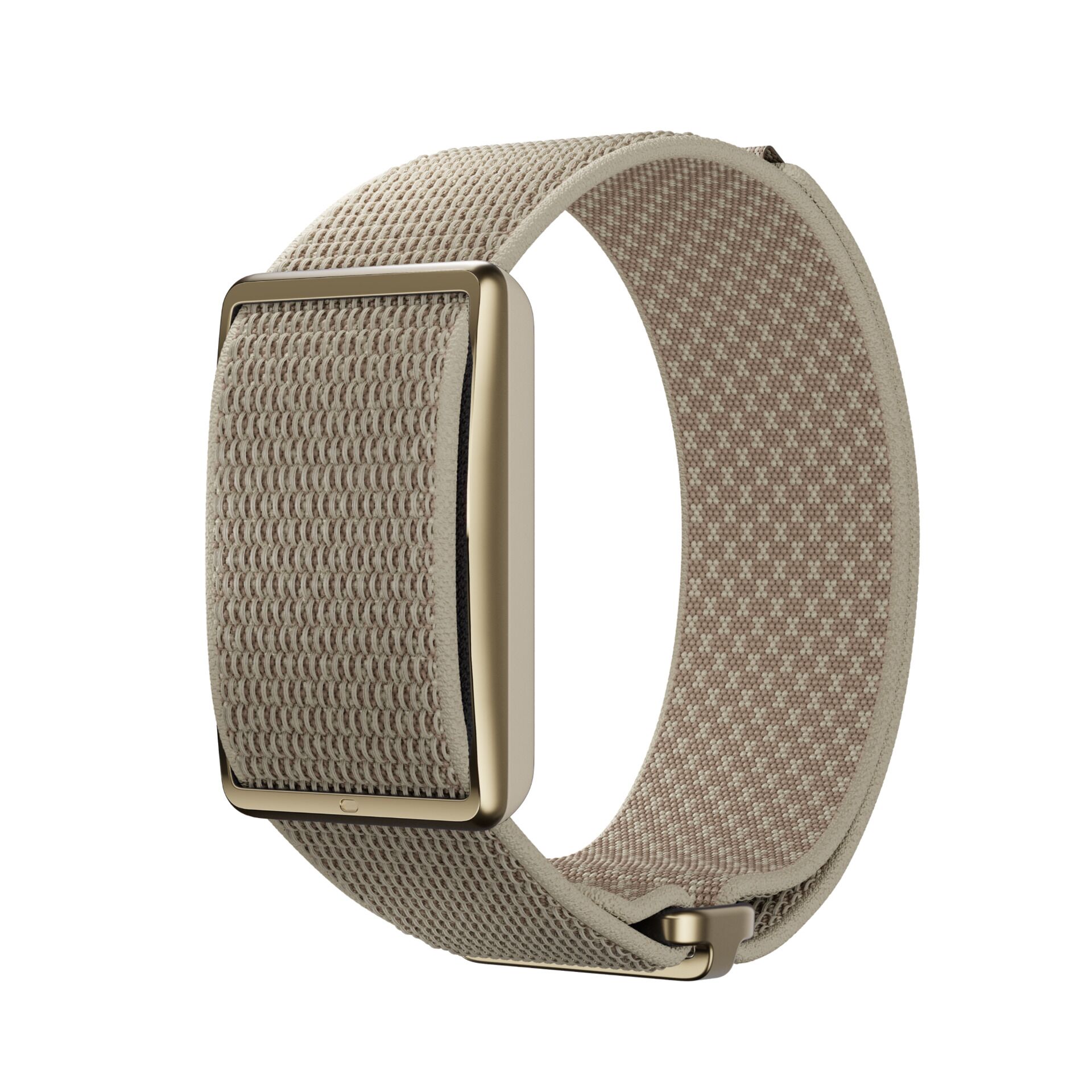 Armband, Nylonband, Mesh, Beige, Goldfarbenes Gehäuse