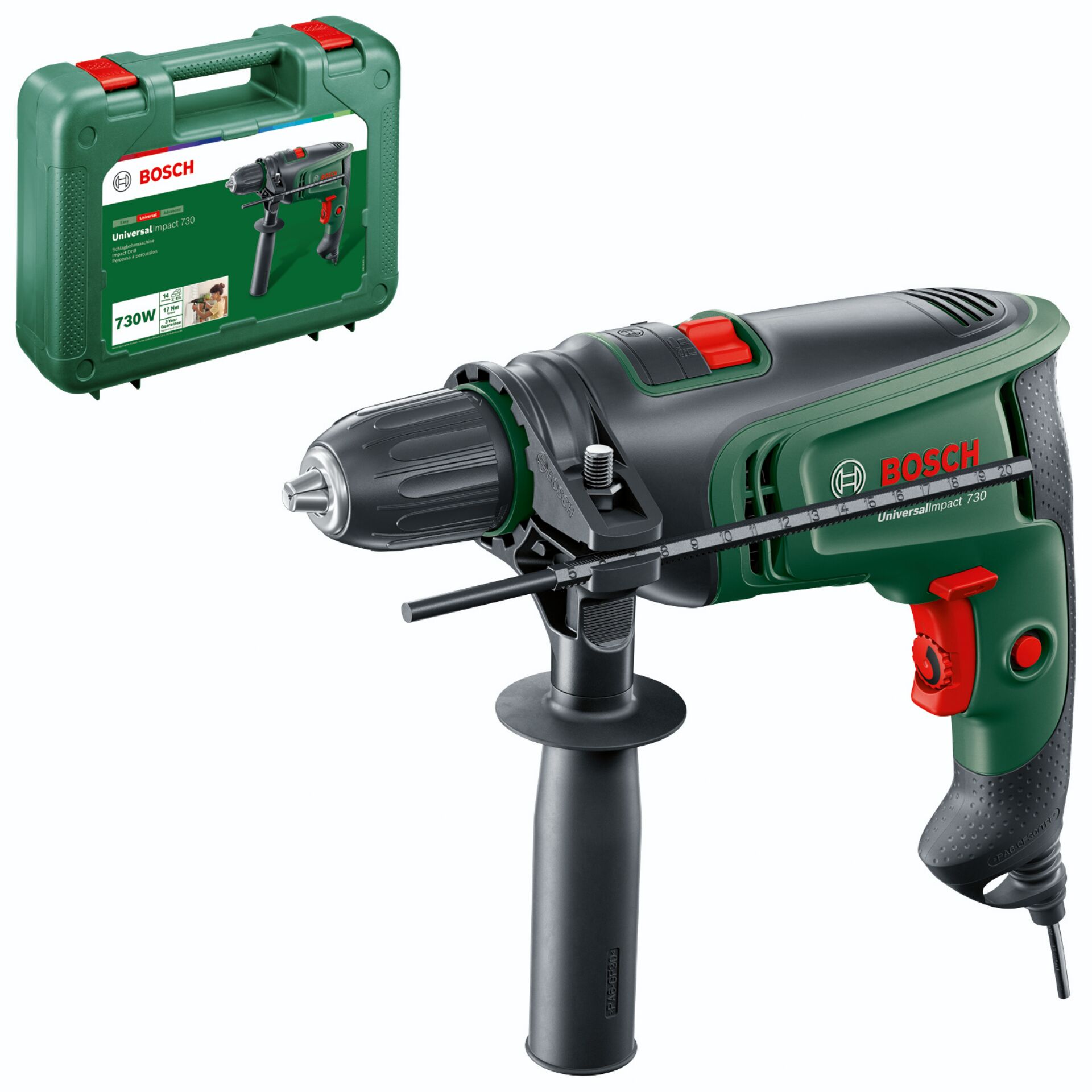 Schlagbohrer, Bohrmaschine, Koffer, 30-mm Bohrer?, Griff