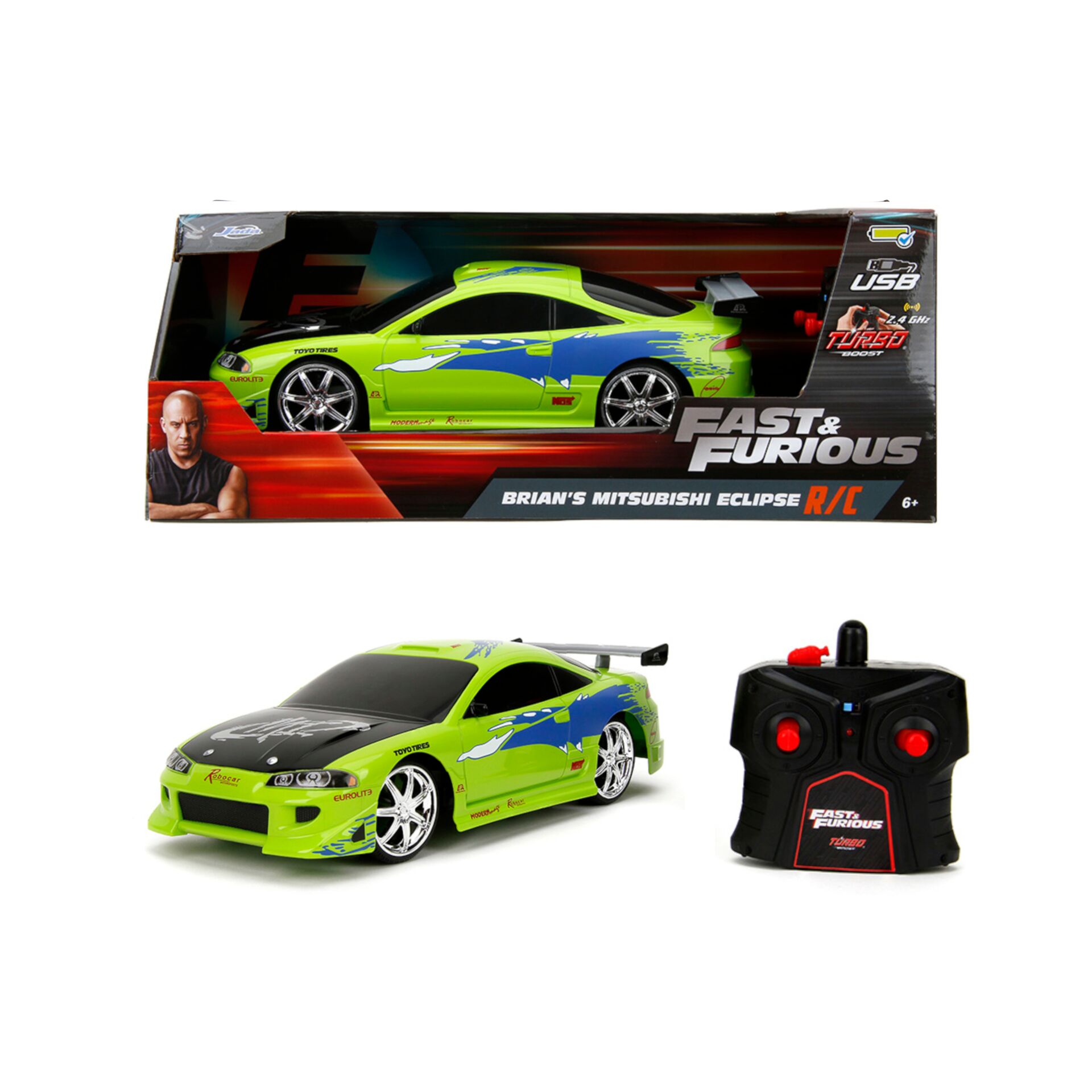 RC car,  Fast & Furious,  grün,  Fernsteuerung,  2,4 GHz