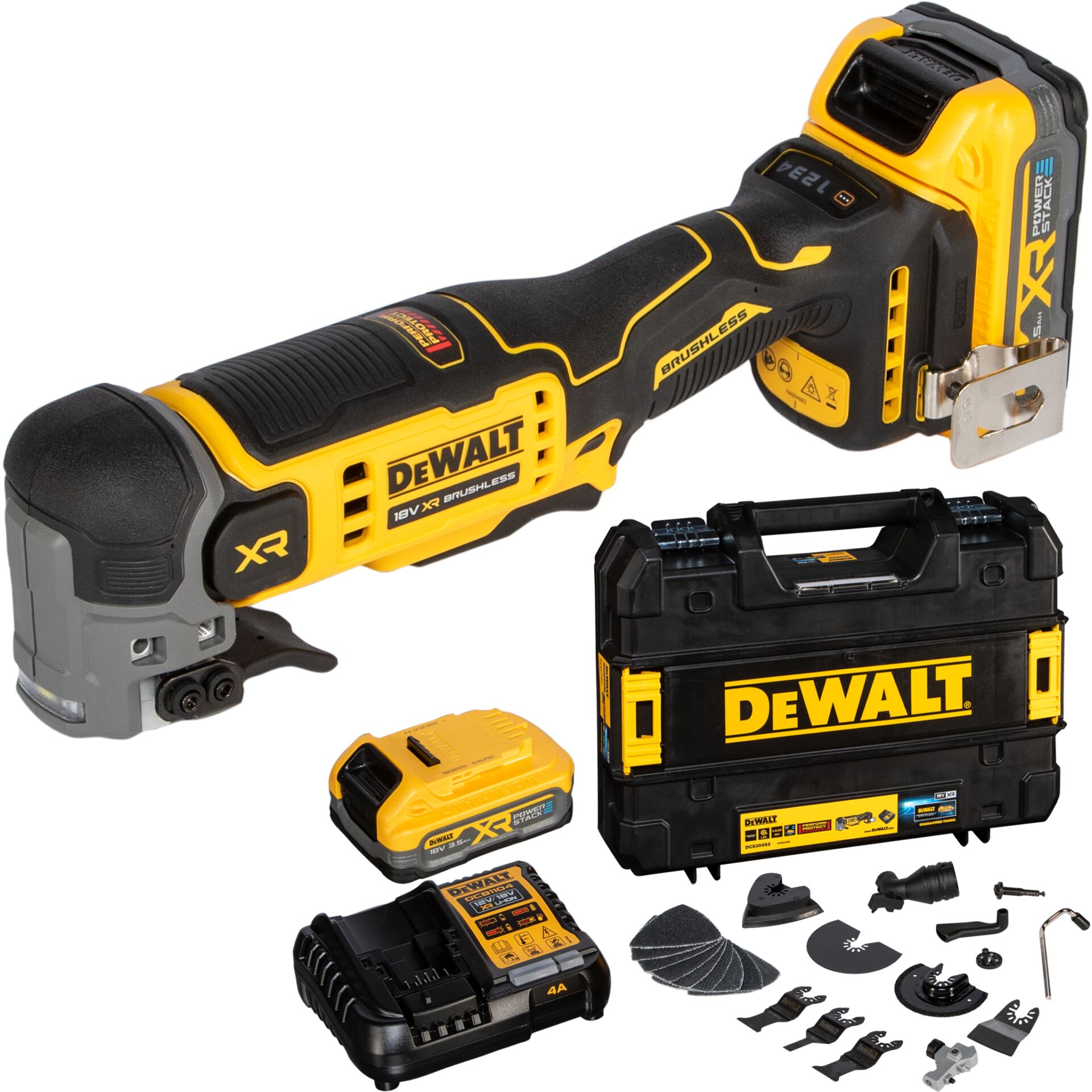 Bohrer, Schleifer, Werkzeugset, Akkuschrauber, Koffer, Akku-Multifunktionswerkzeug, Oszillierendes Werkzeug, 18-Volt-Akku, Werkzeugset, Schwarzer Transportkoffer
