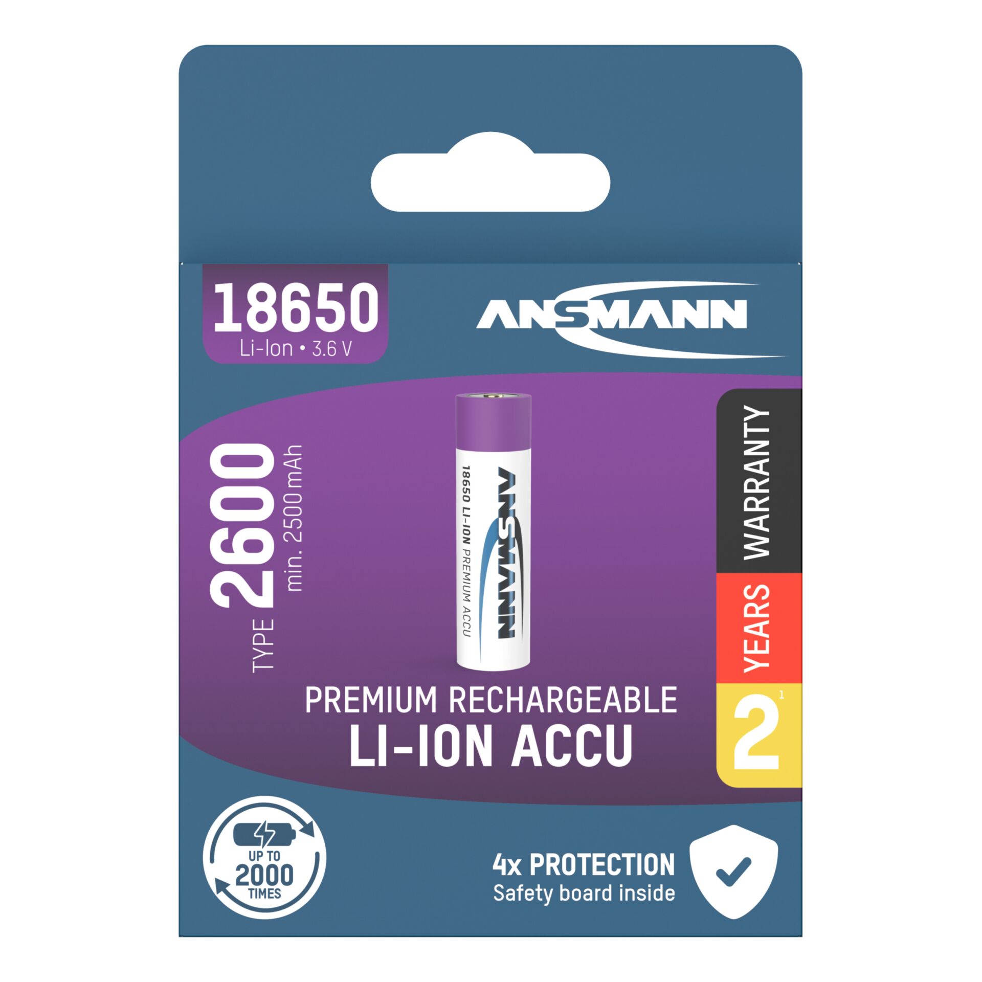 Ansmann Li-Ion 18650 2600mAh  3,6V Battery 9,36Wh 1307-0000
