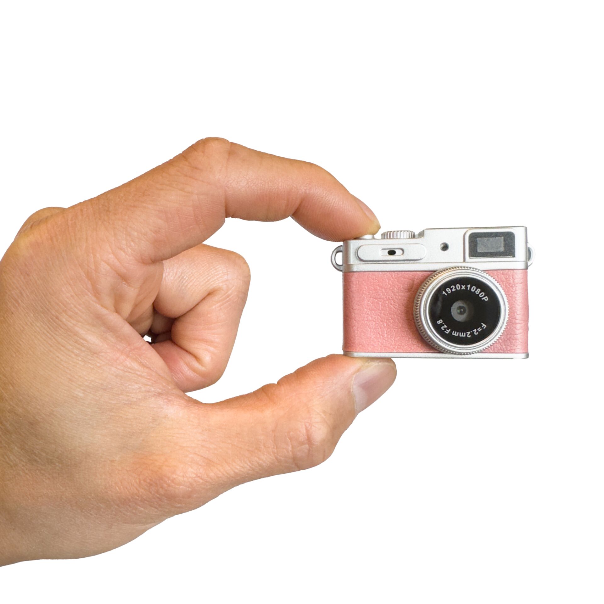 Mini-Kamera, Pinkfarbene Kamera, Kompaktkamera, Objektiv, Silberne Akzente