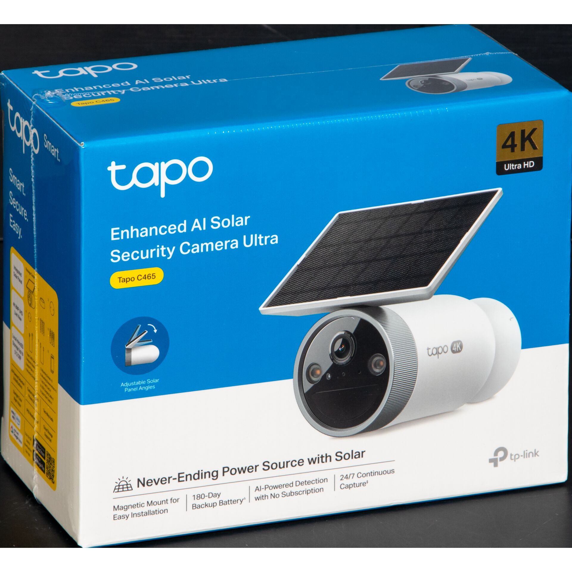 Überwachungskamera, Solarpanel, 4K Ultra HD, KI-Erkennung, Weiß