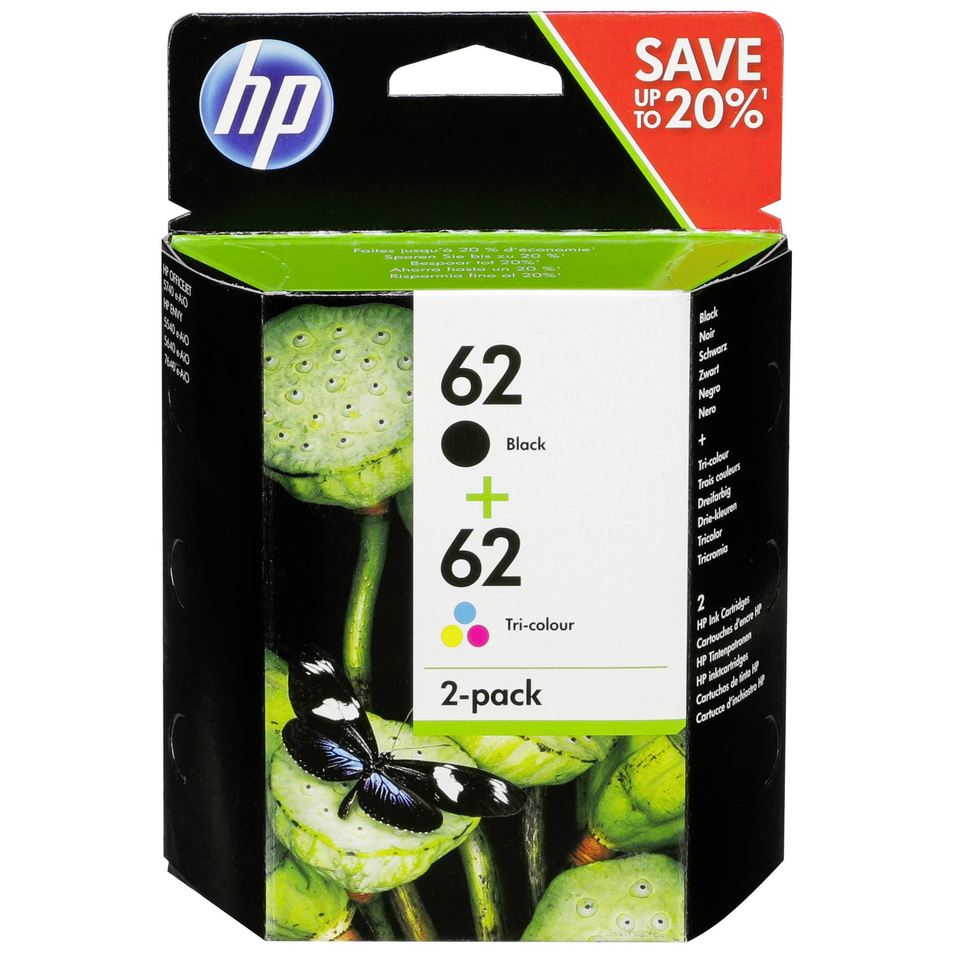 HP N9J71AE Combo 2-Pack  BK/Color No. 62