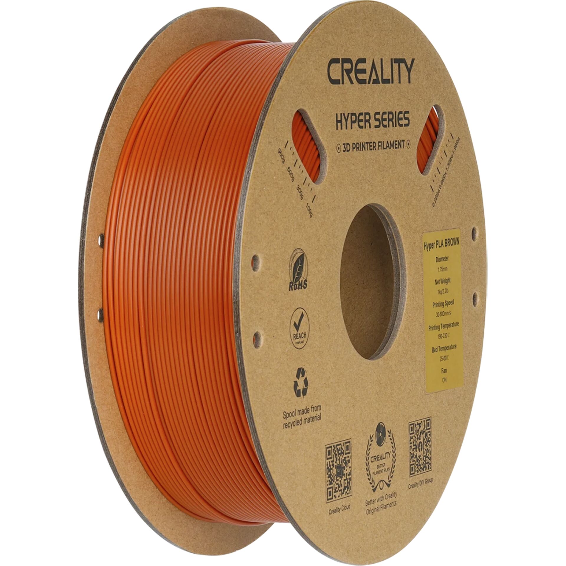 3D-Druck-Filament, PLA Braun, Orangene Filament, Spule, Hyper-Serie