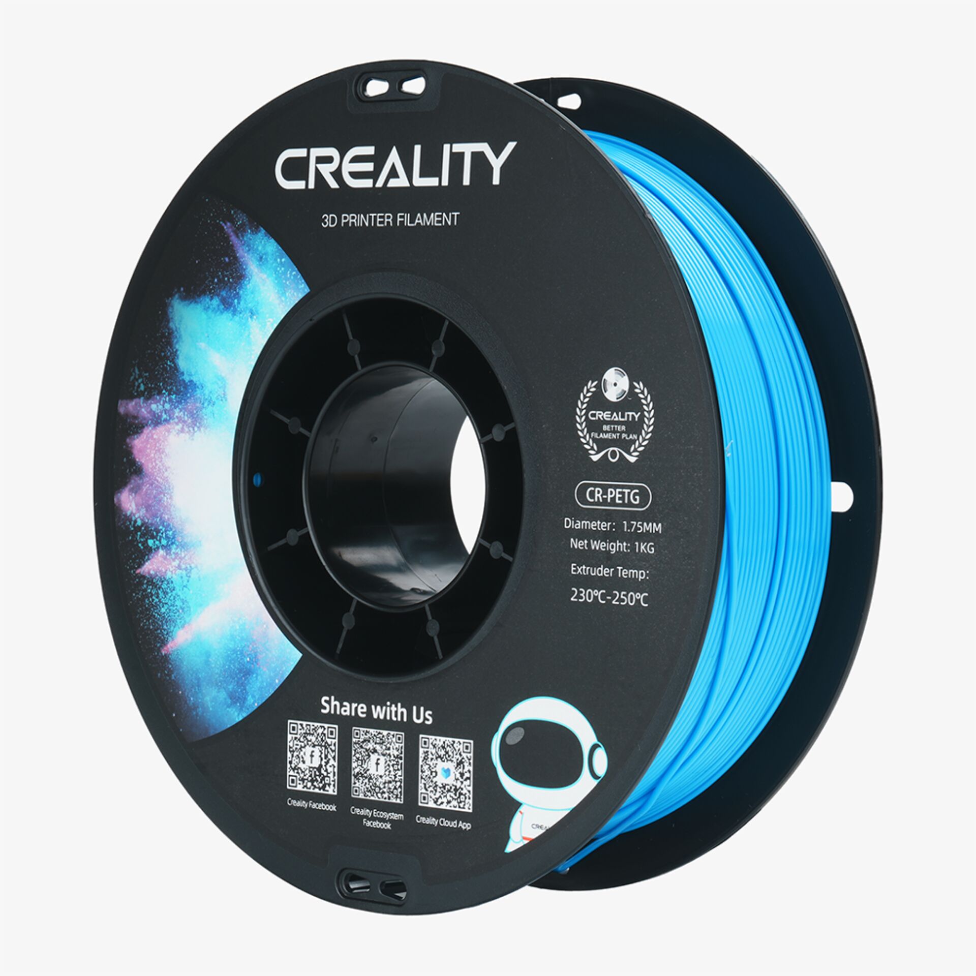 3D-Printer Filament, PLA Filament, Blue Filament, CR- PETG, 1kg weight
