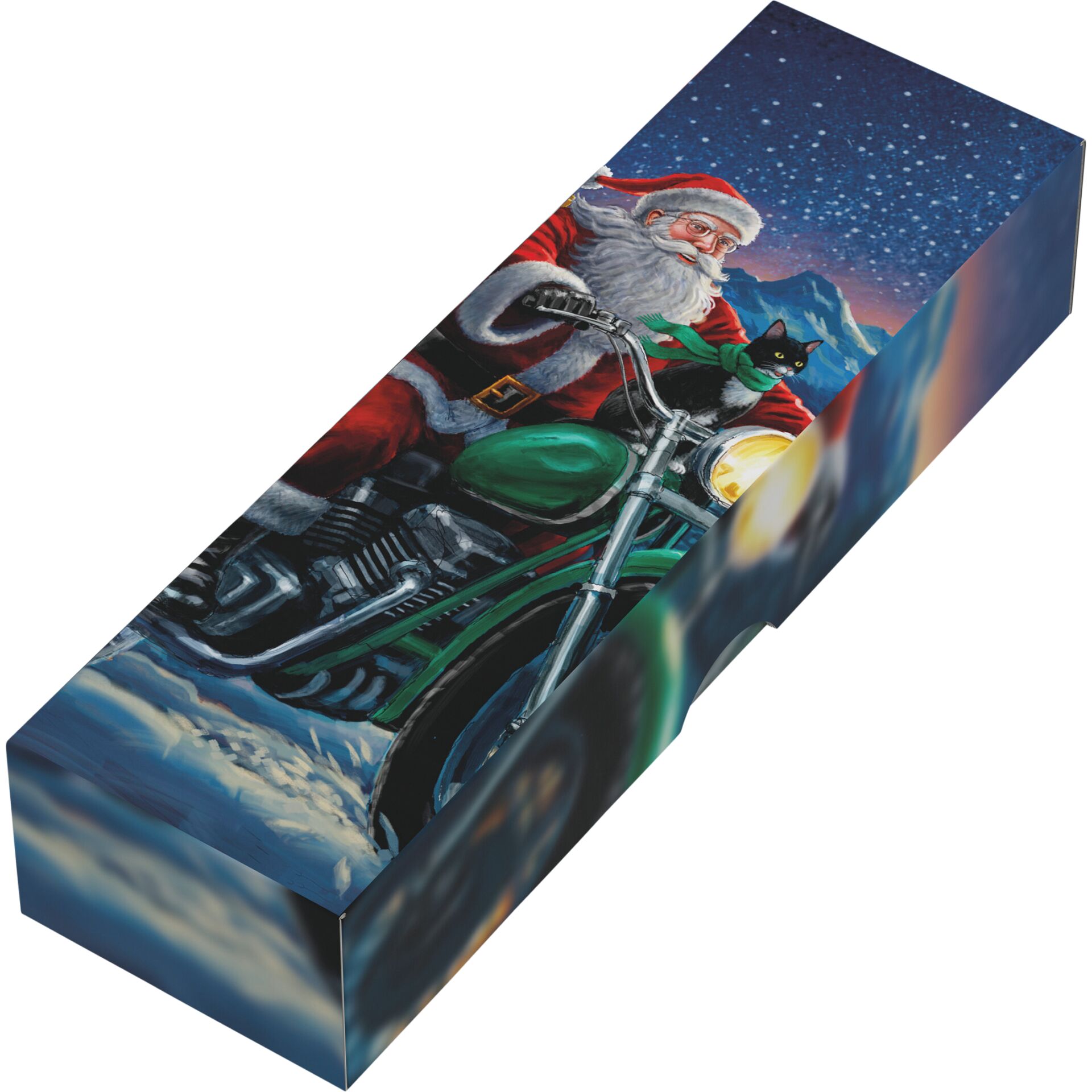Santa, Motorrad, Geschenkbox, Nacht Himmel, Winter