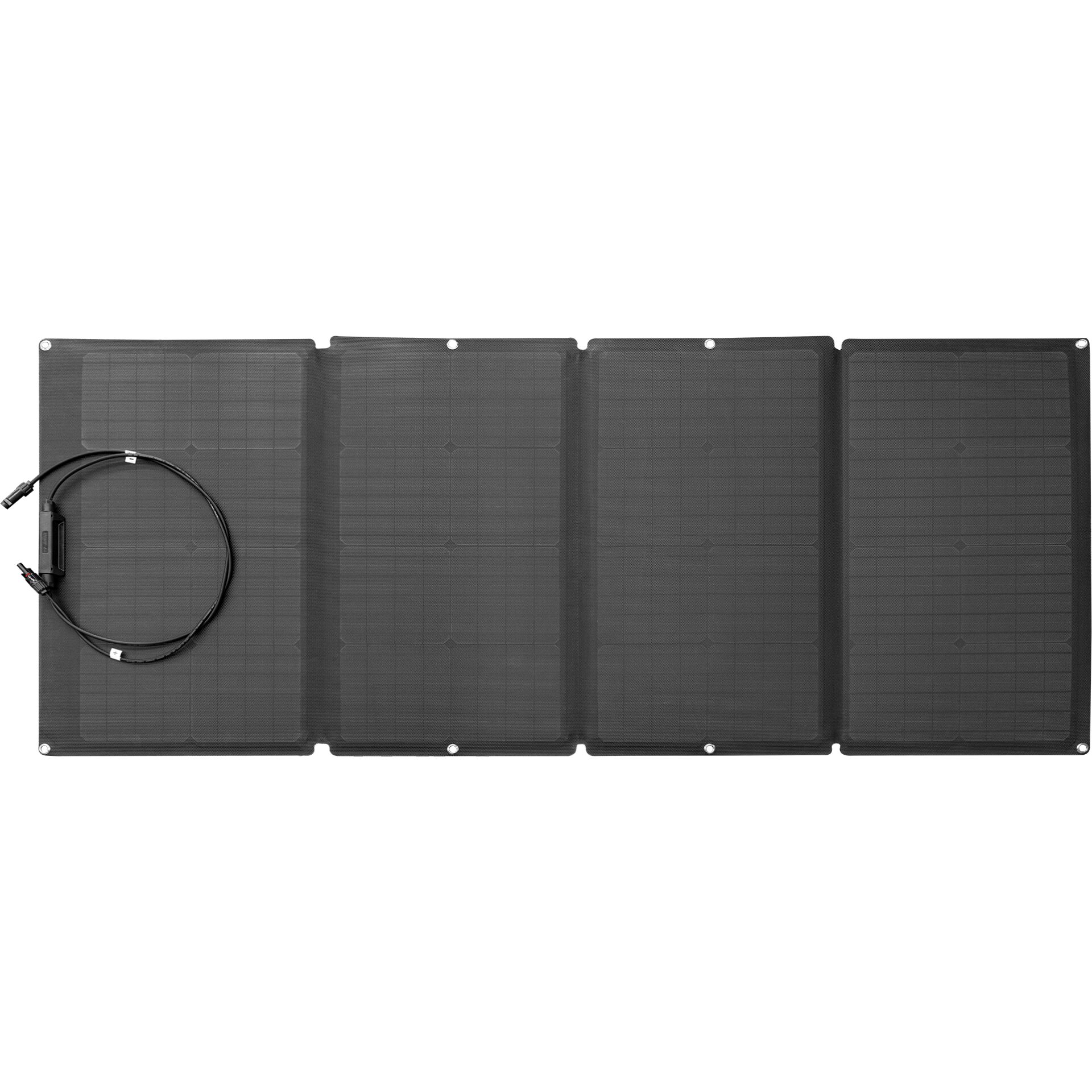 Faltbares Solarpanel, Solar-Ladegerät, Vier Solarmodule, Schwarz, Anschlusskabel