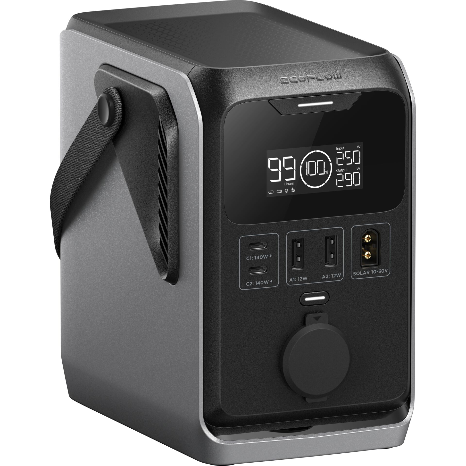 Notstromversorgung, Tragbare Powerstation, 400W-Output, LCD-Display, Solaranschluss
