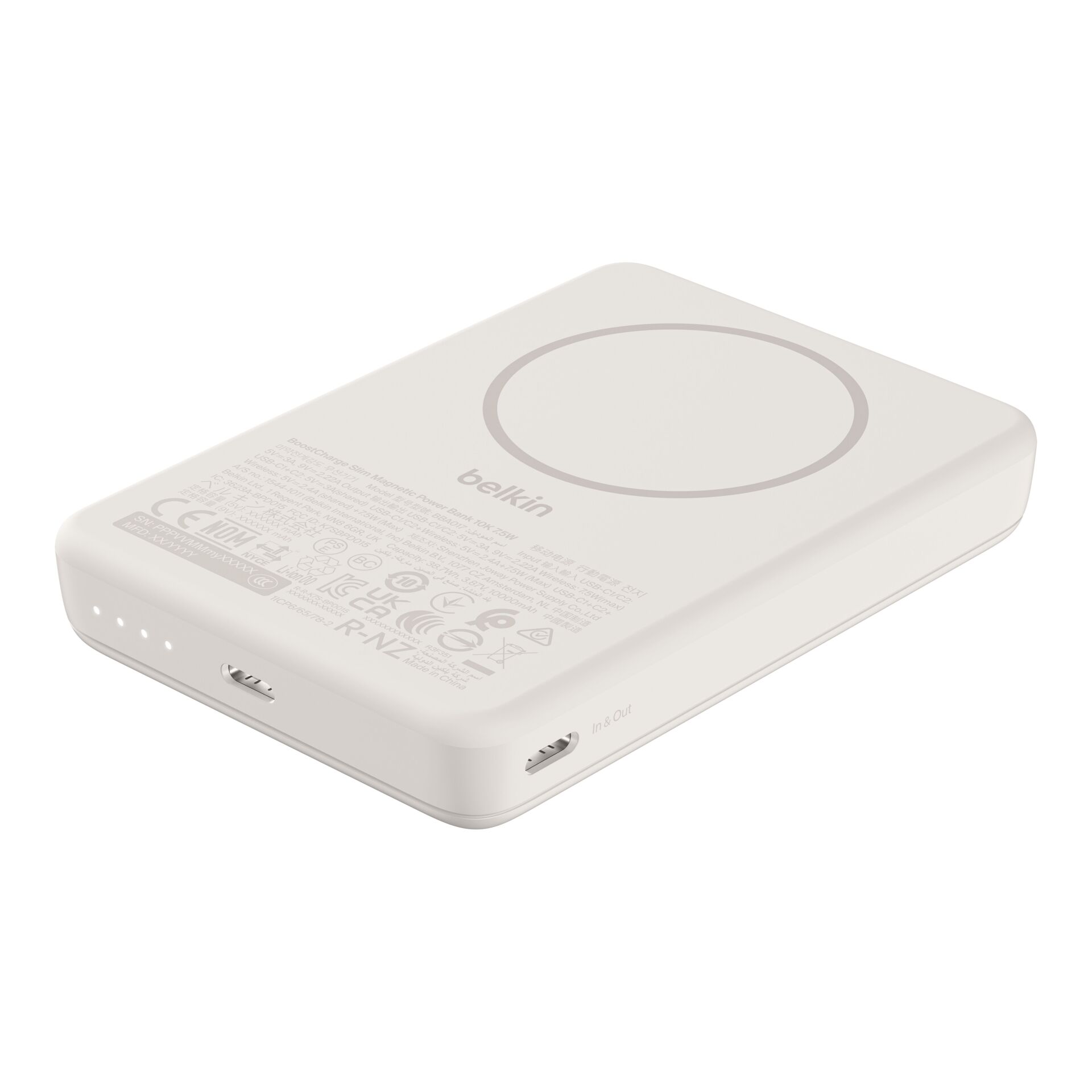 Powerbank,  tragbar Akku, USB-C, kabelloses Laden, kompakt