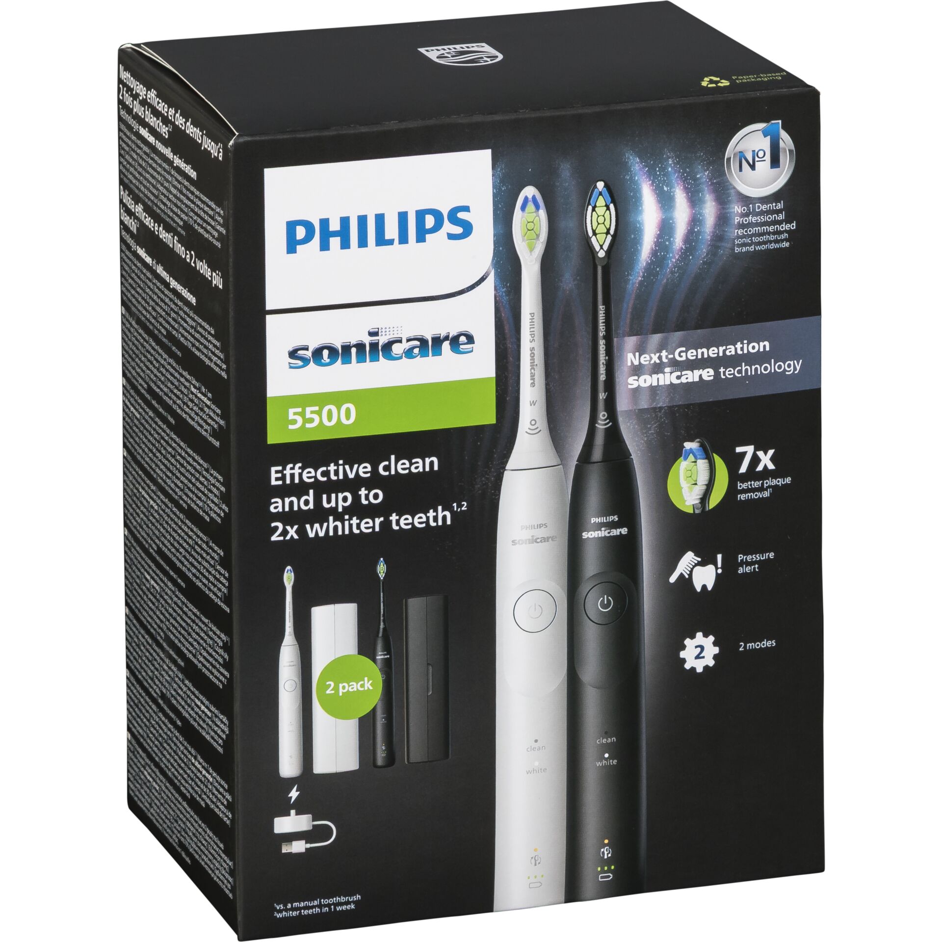 sonicare, elektrische zahnbuerste, zahnbuerste, 2er pack, weiß-schwarz