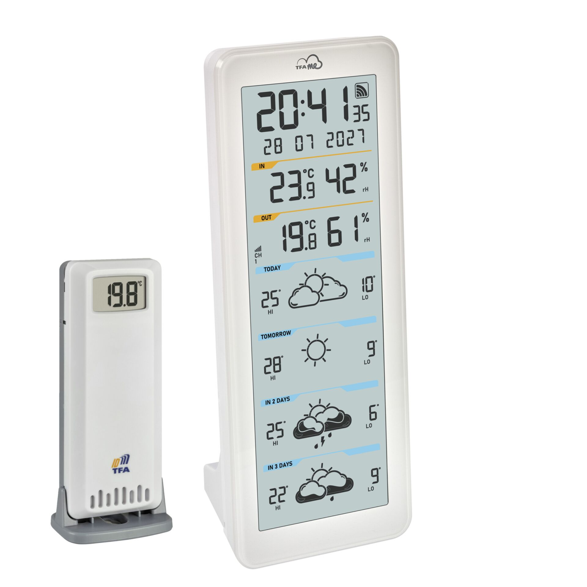 Wetterstation, Digitaler Bildschirm, In-/Außentemperatur, Wettervorhersage, Meteorologie-Gerät
