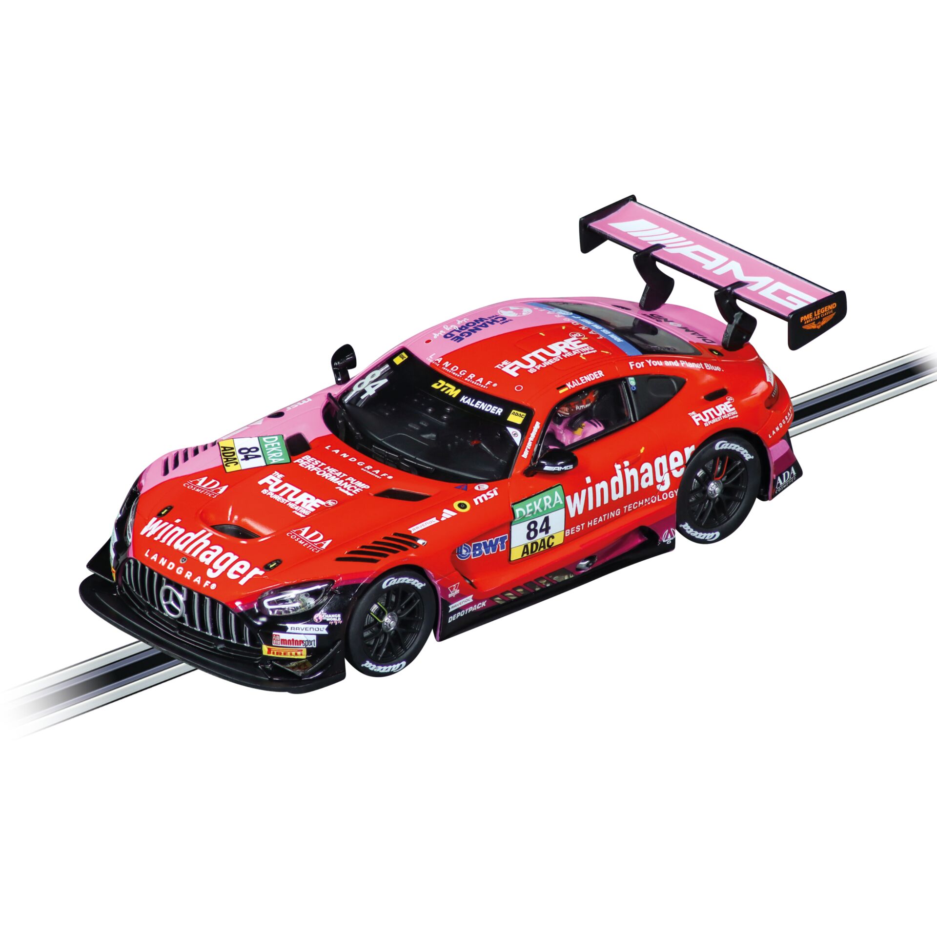 Slotcar, Mercedes-AMG, Rennwagen, rot-pink, Heckflügel