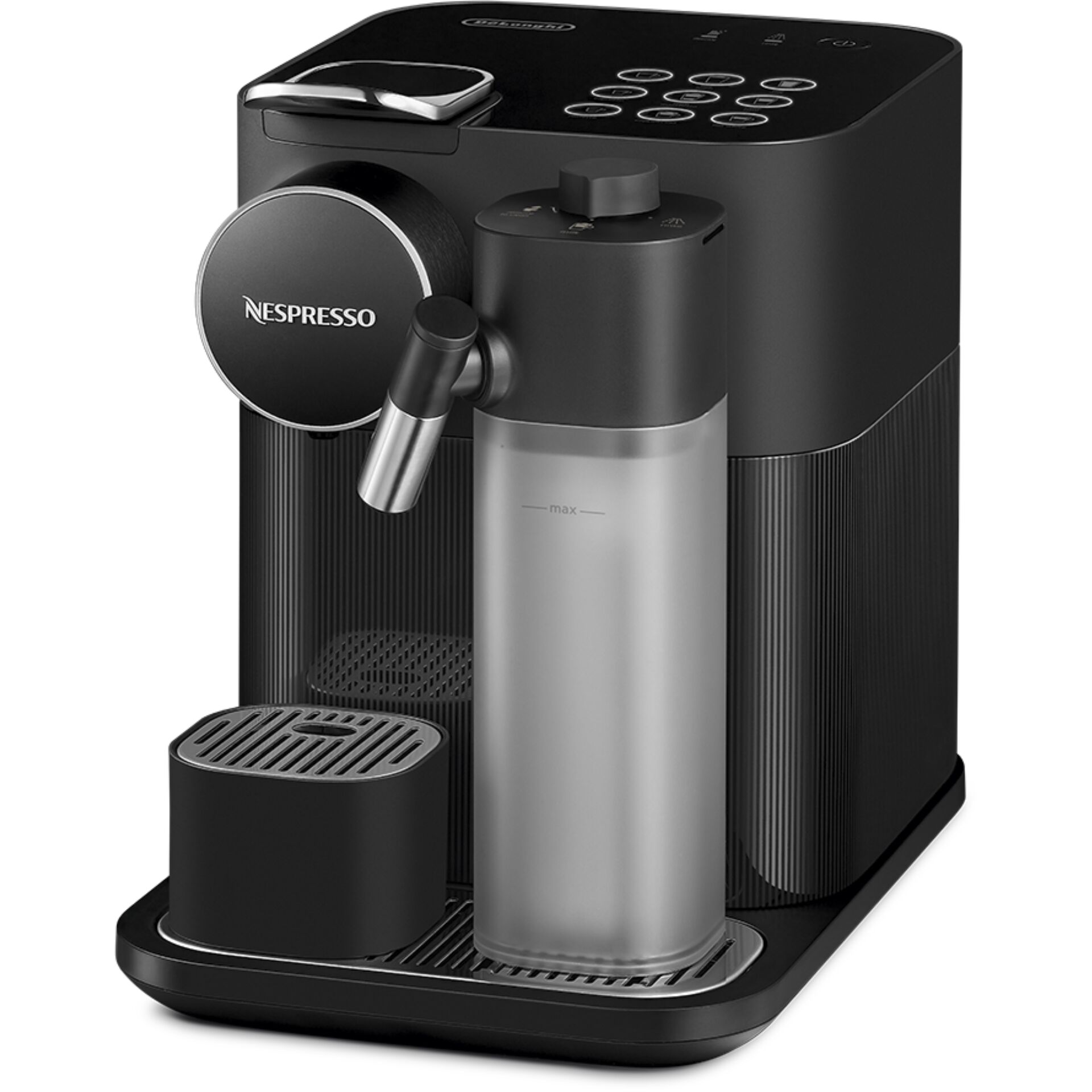 Pokal, Pokal, Kaffeemaschine, Espressomaschine, Kapselmaschine, Milchschaumbehälter, Wassertank, Kaffeemaschine, Espresso-Maschine, Kapselmaschine, Milchschaumbehälter, Schwarz, Kaffeemaschine, Nespresso, Espressomaschine, Kapselmaschine, Bedienfeld