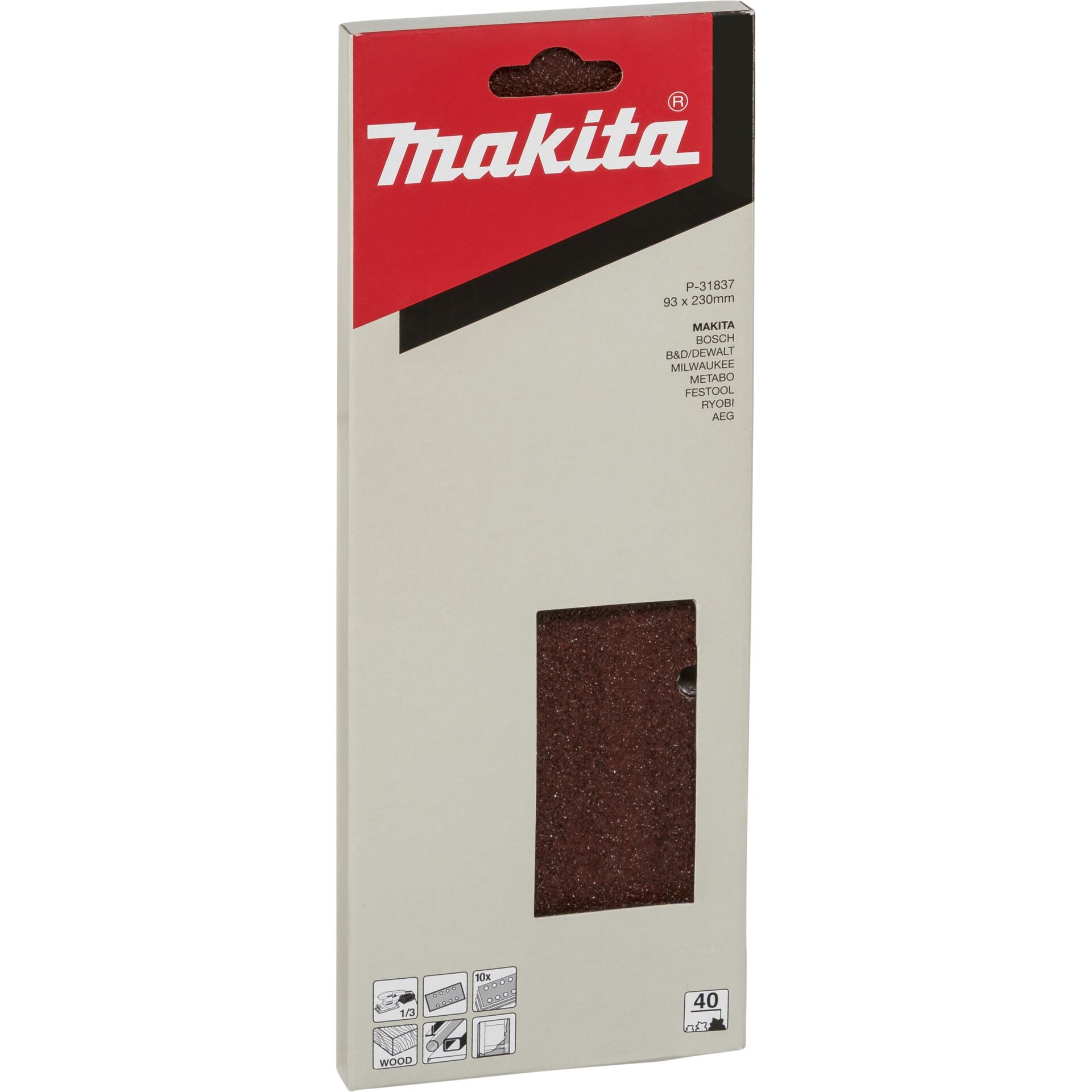 Makita Sand paper 3x230mm K40  Perforated