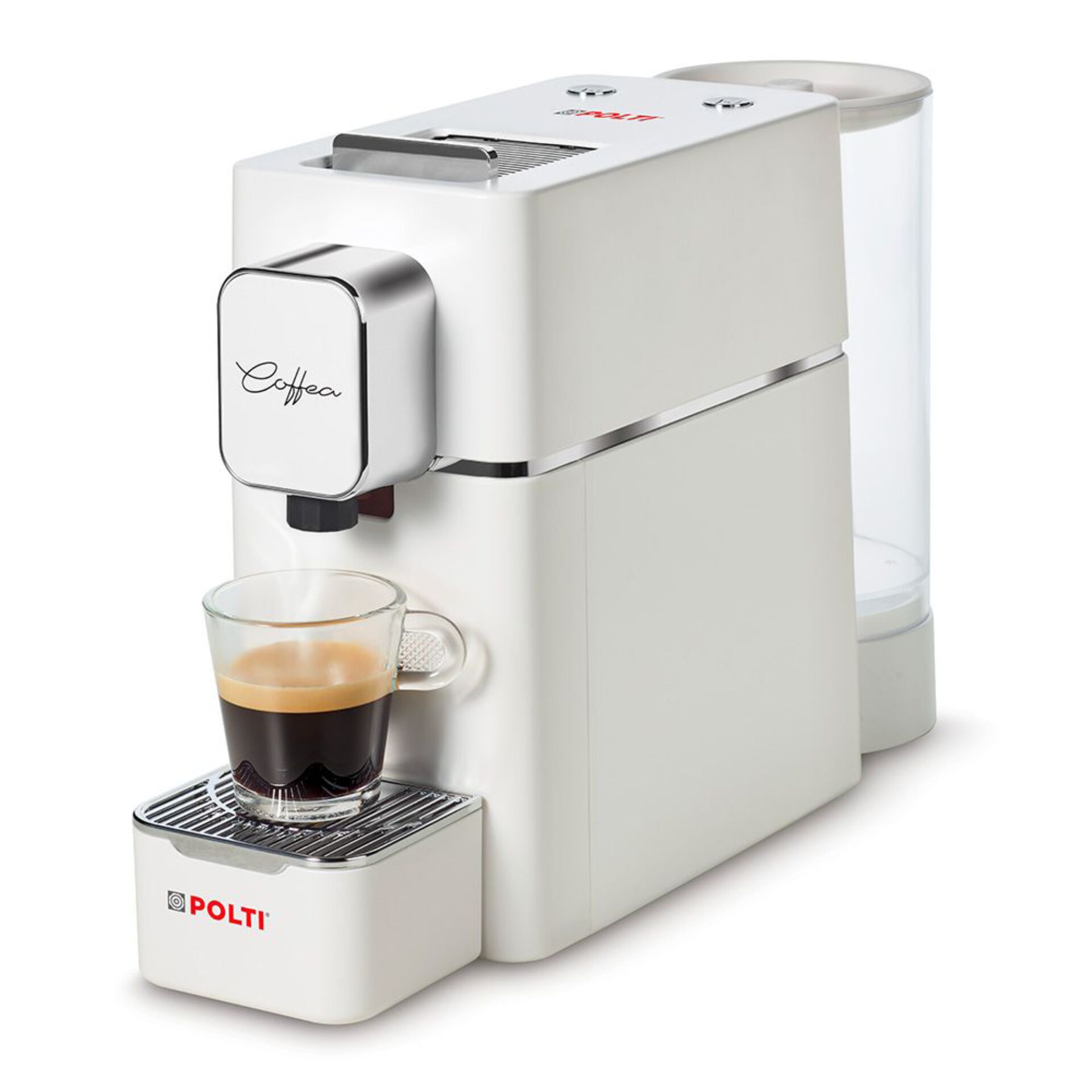 Espressomaschine, Kapselmaschine, weiß, Wassertank, Edelstahl-Abtropfgitter