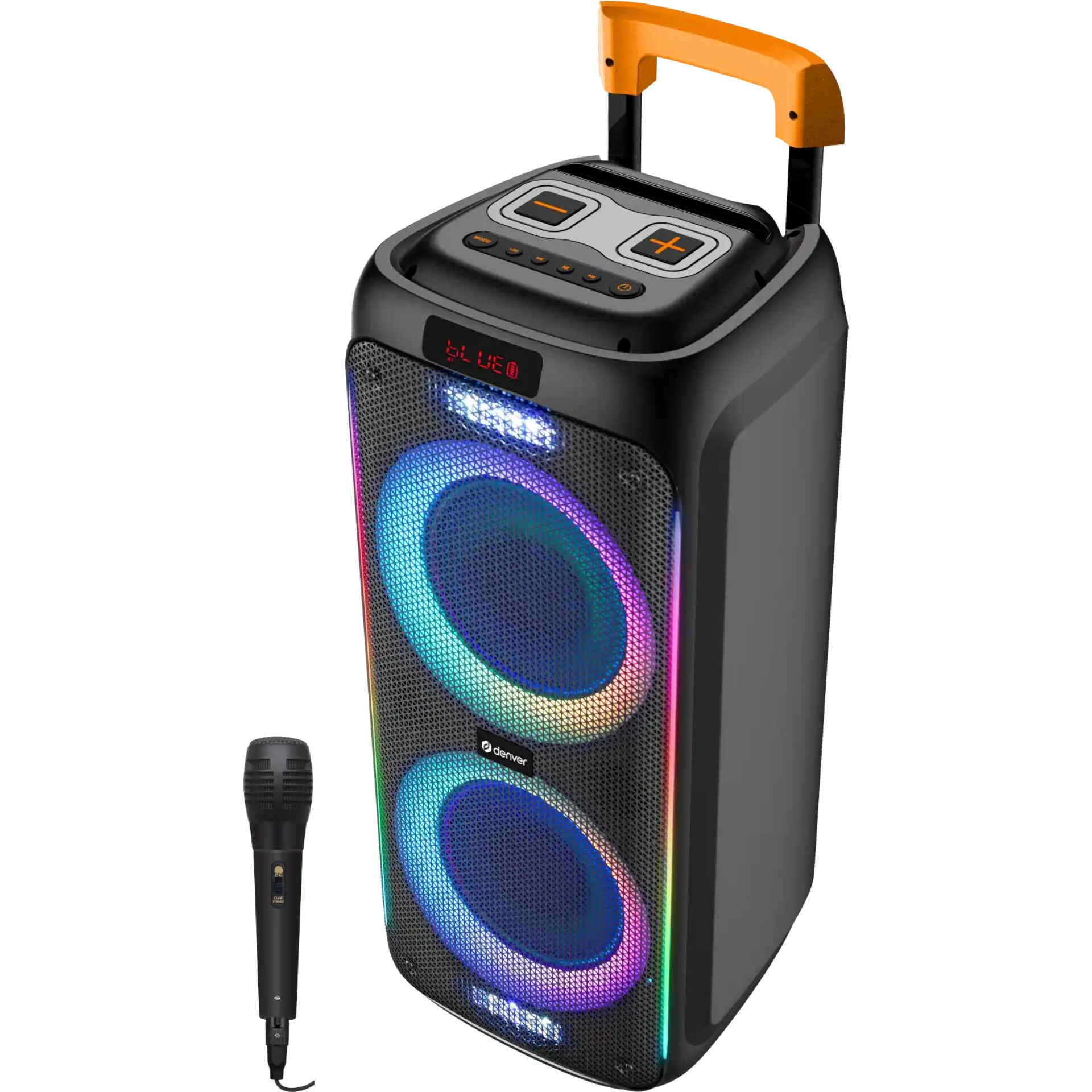 Bluetooth-Lautsprecher, tragbarer Lautsprecher, RGB-Beleuchtung, Karaoke-Mikrofon, LED-Display