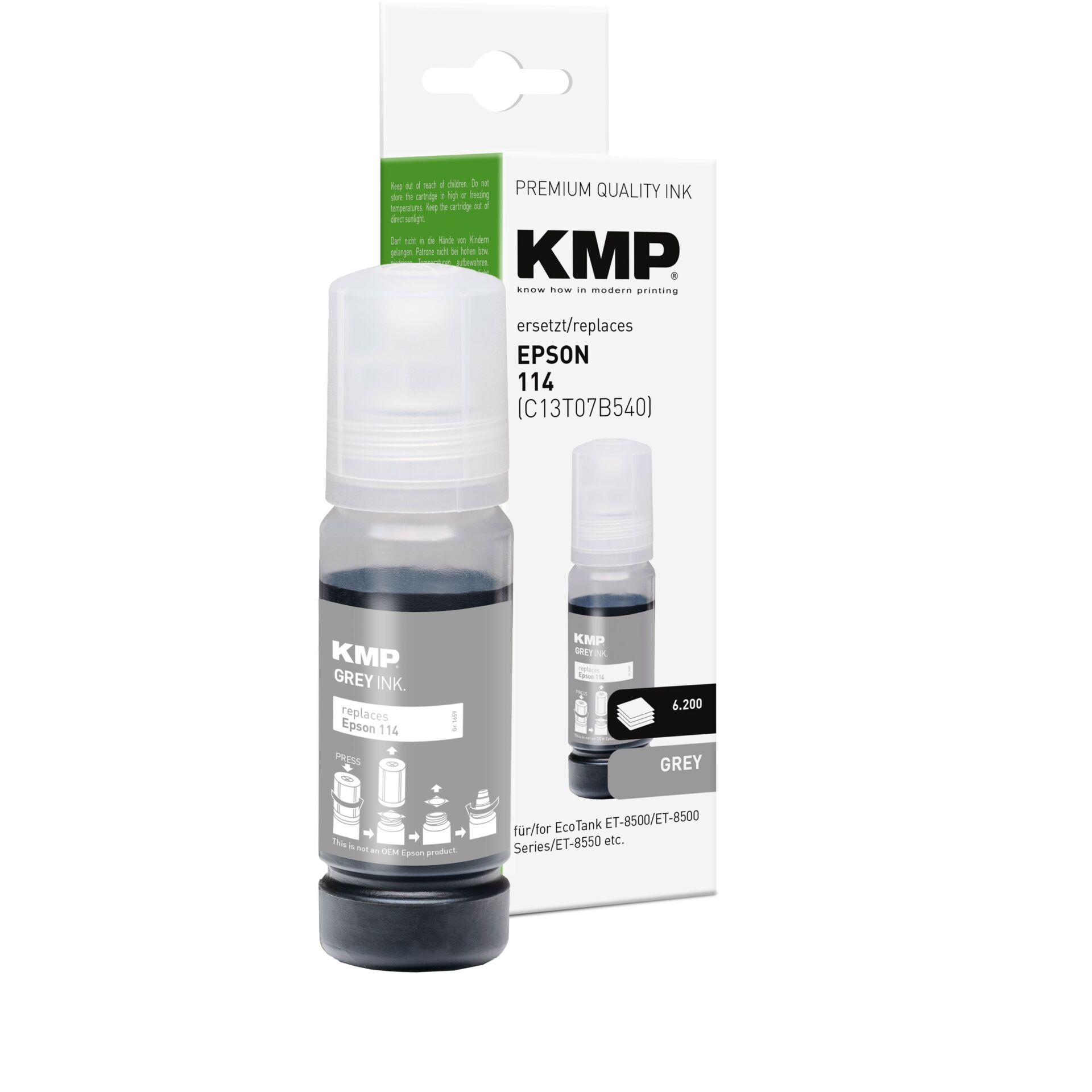 Tintenflasche, Tintenpatrone, Ersatztinte, Epson 114, Grey Ink