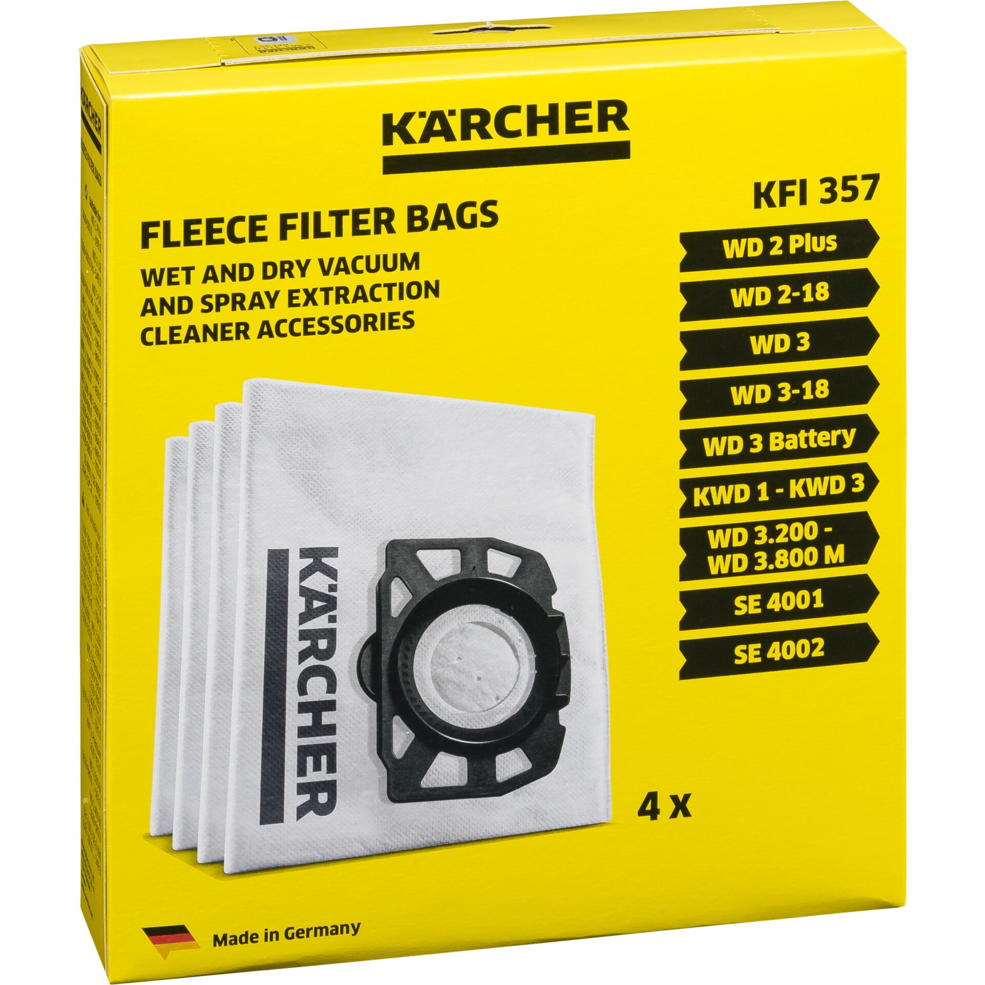 fleece Filterbeutel, Staubsauger Zubehör, Kärcher, Filtertüten, 4x