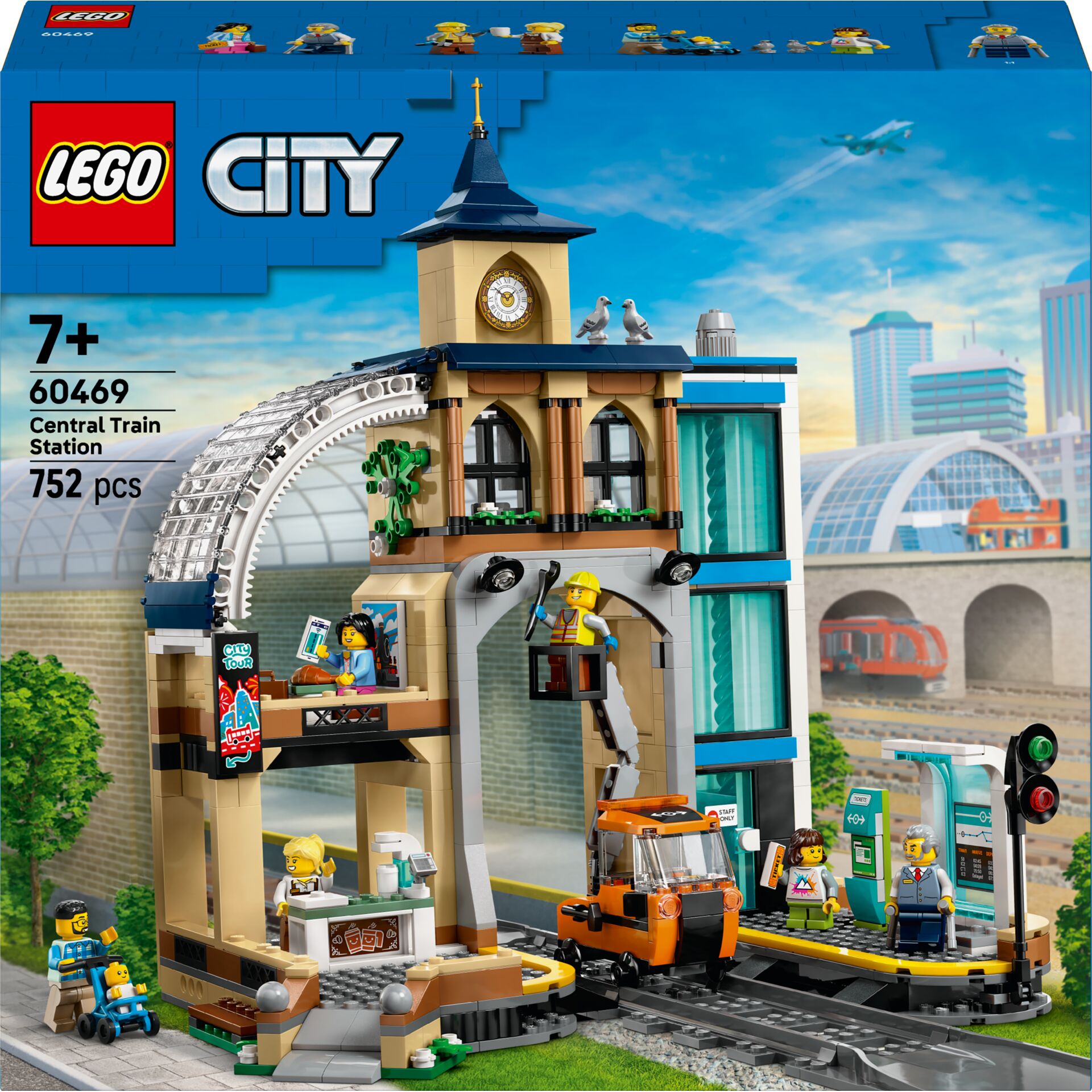 Zentraler Bahnhofskomplex,  LEGO Stadt,  Modulares Gebäude,  752 Teile,  Bahnhofsbahn