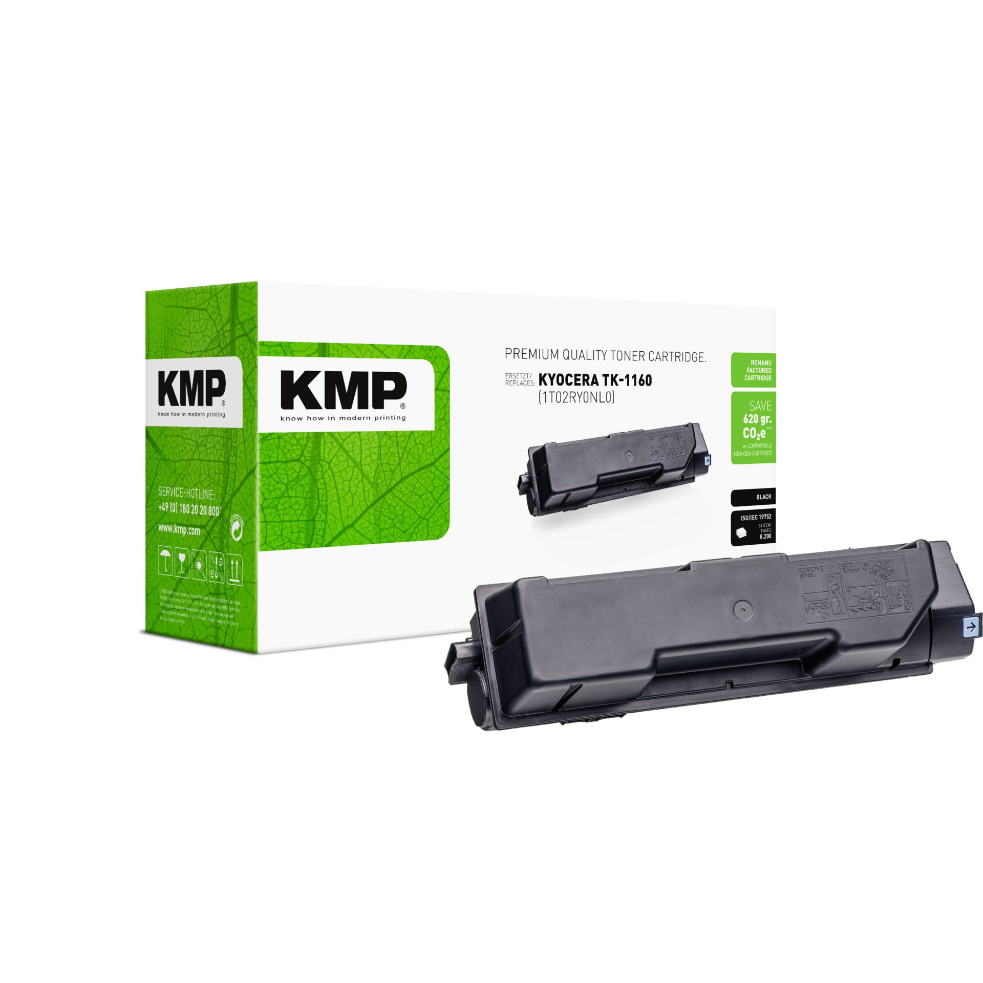 Adapter, Elektronik, Schusswaffe, Pistole, Handfeuerwaffe, Tonerpatrone, Druckerpatrone, Kyocera TK-1160, Schwarztoner, KMP-Verpackung