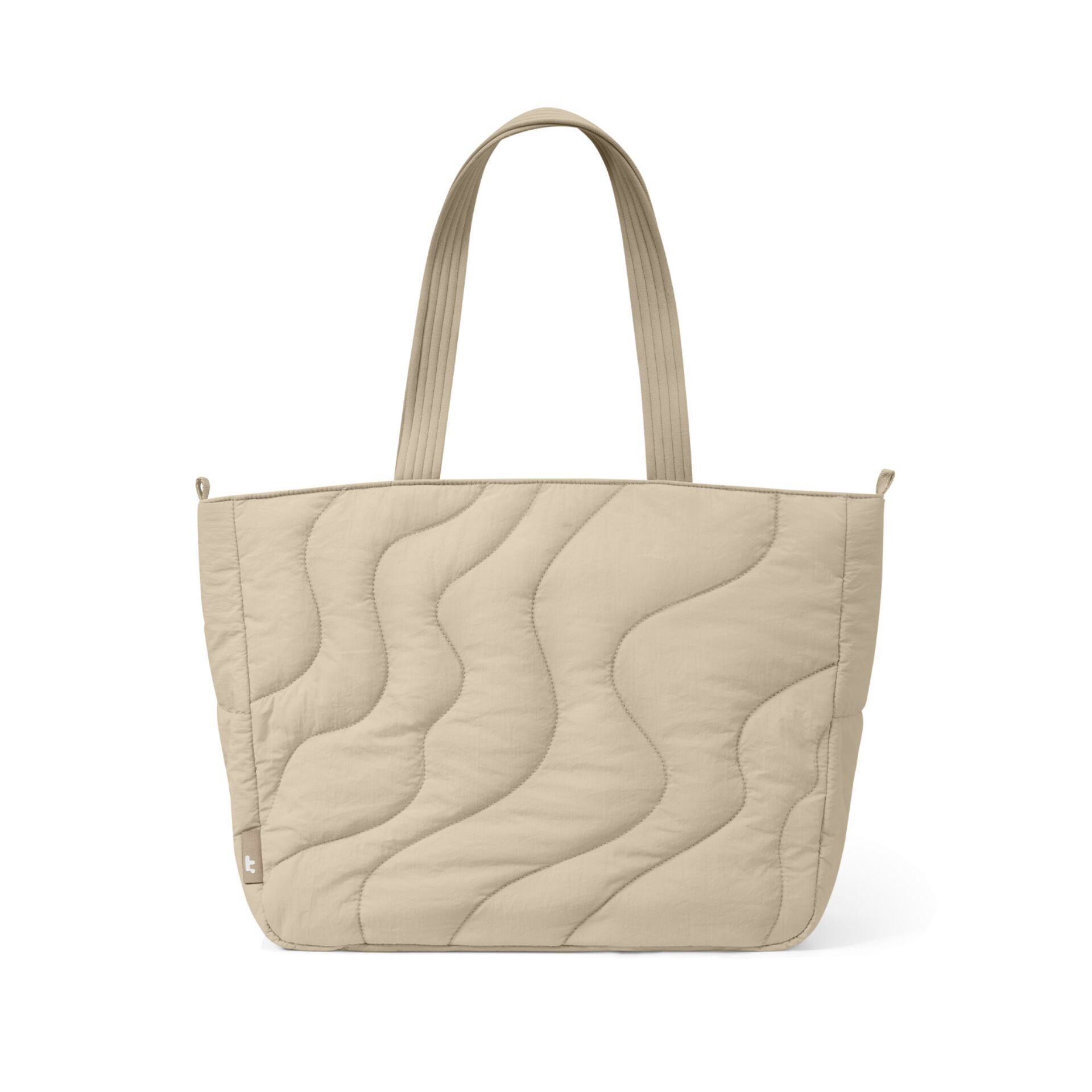Tasche, gesteppt, Beige, Wellenmuster, Canvas