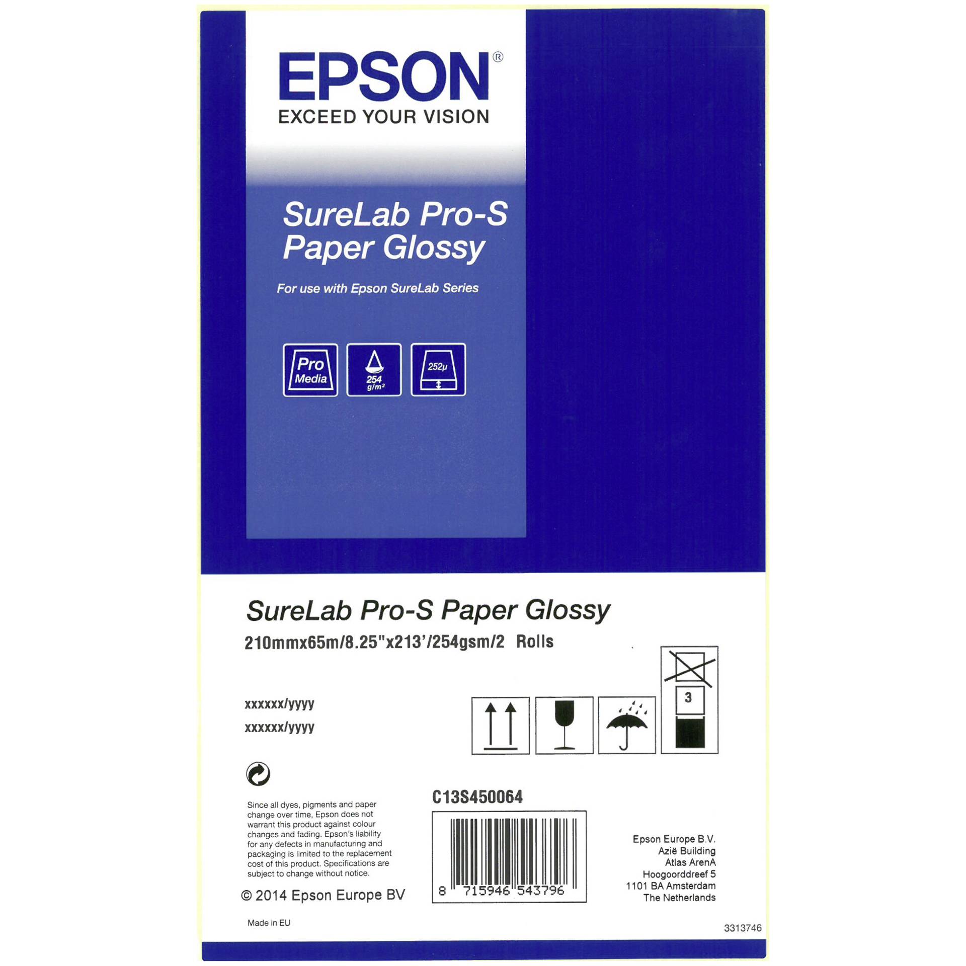 1x2 Epson SureLab Pro-S Paper  Glossy A4 x 65 m 252 g