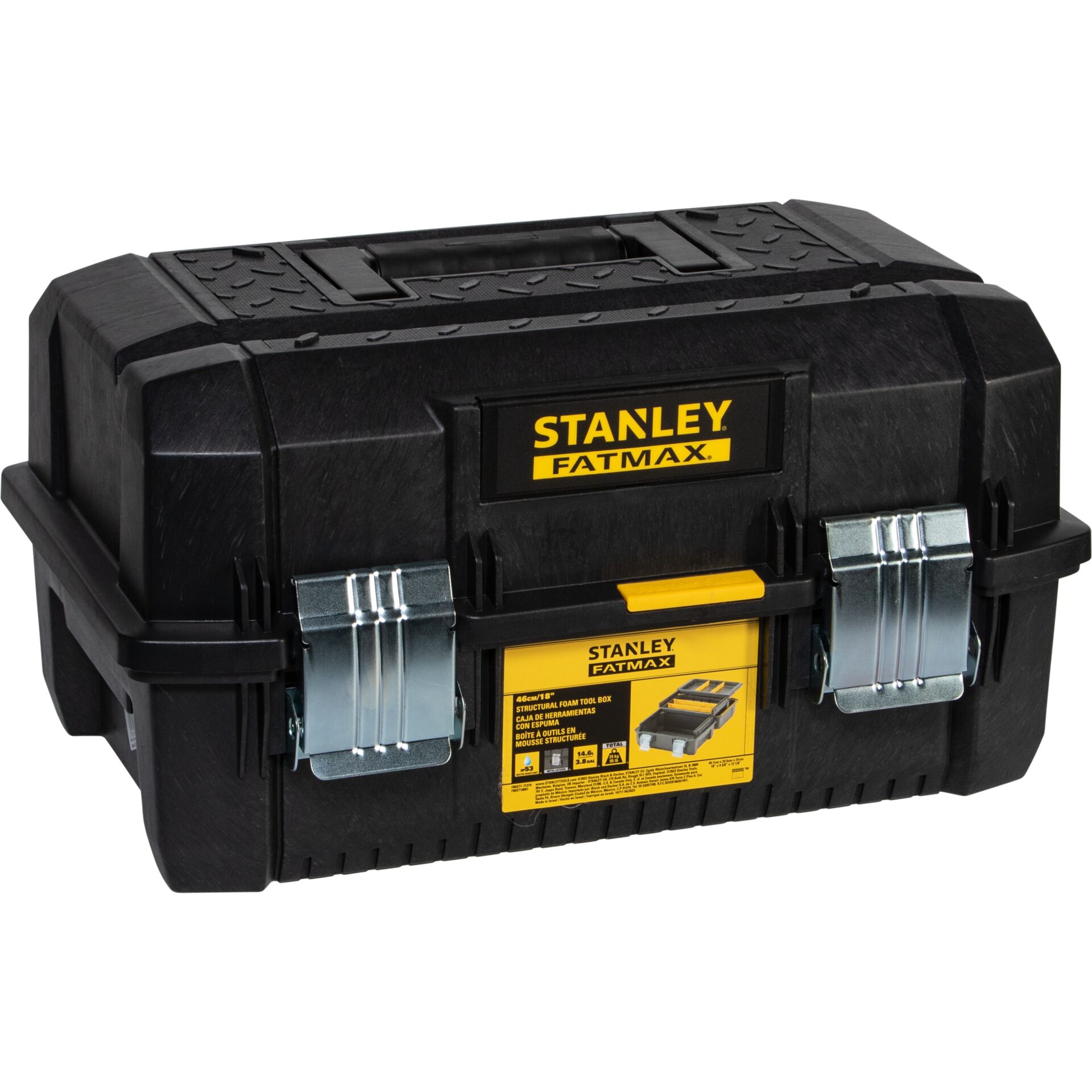 Werkzeugkoffer, Kiste, Aufbewahrung, Groß, Schwarz,  Werkzeugkasten, Kunststoffkoffer, Aufbewahrungskoffer, Metallschließe, Stanley FatMax
