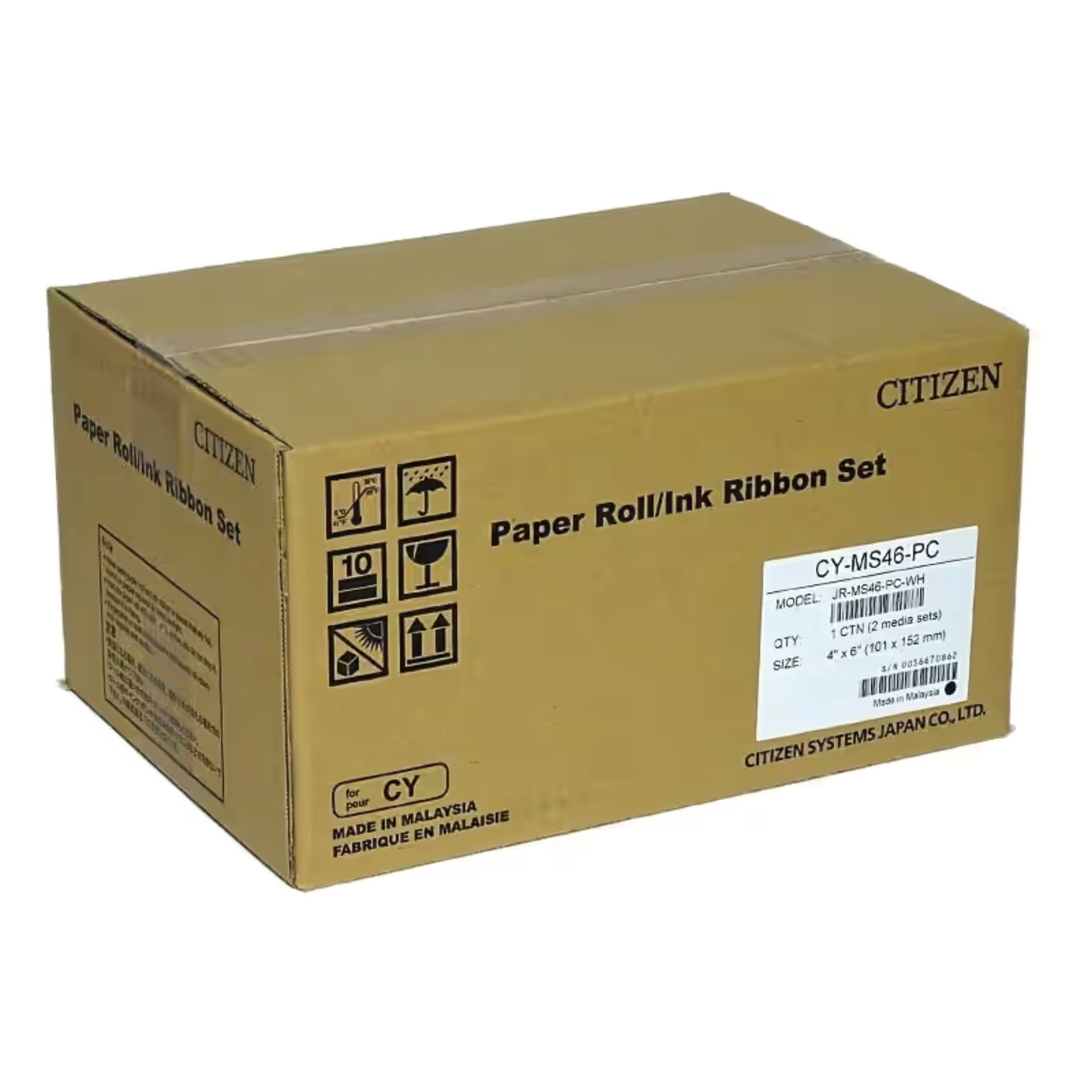 box, packaging, papierrolle, tintenband, boxenaufkleber, box, papierrolle, tintenband, set, hergestellt in malaysia