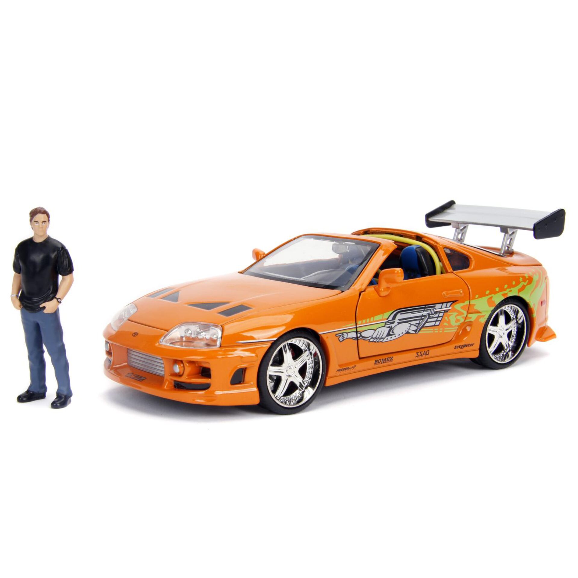 Spielzeugauto, Sportwagen, orange, Flügelspoiler, Bedienfigur