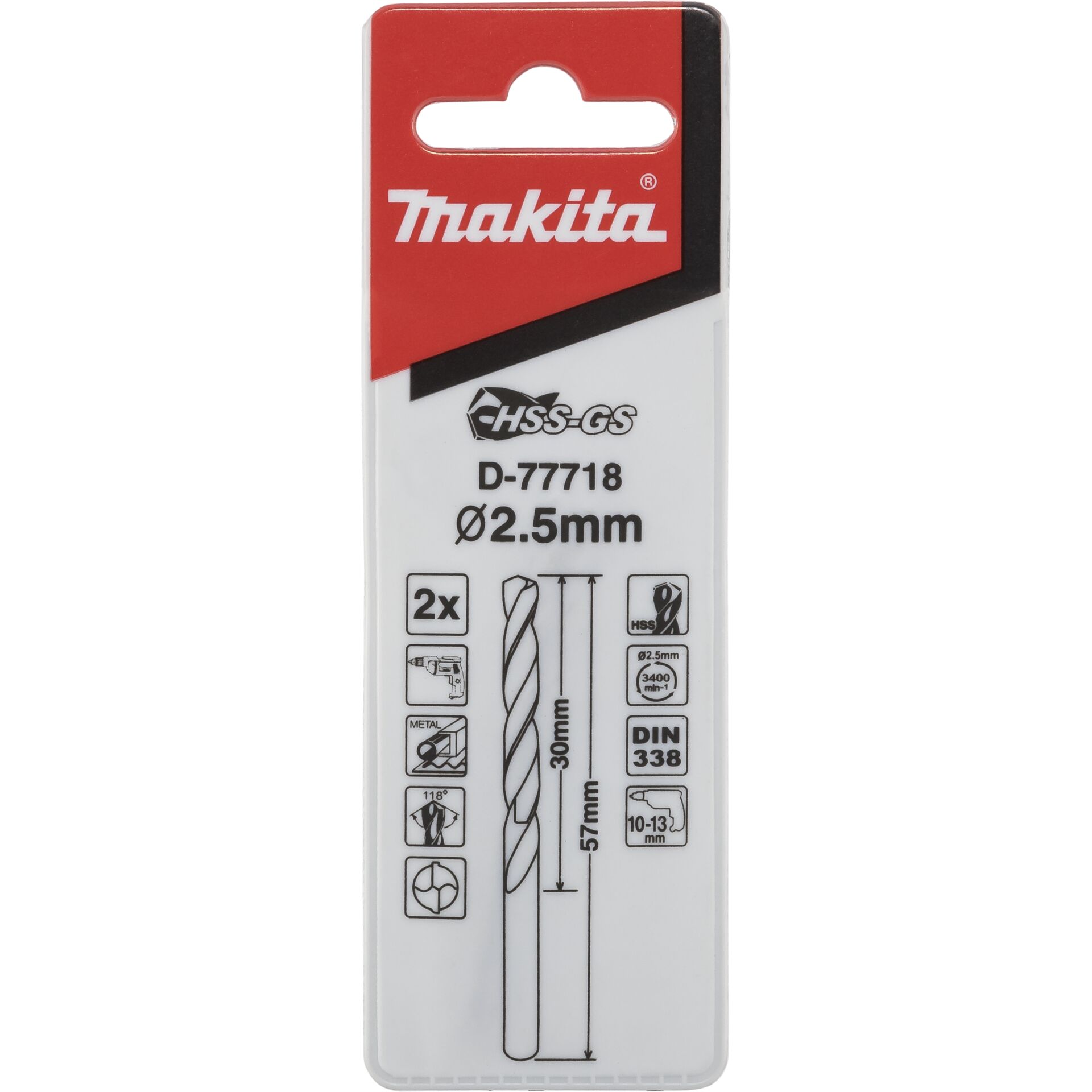 Makita Metallbohrer HSS-GS  2,5x57mm