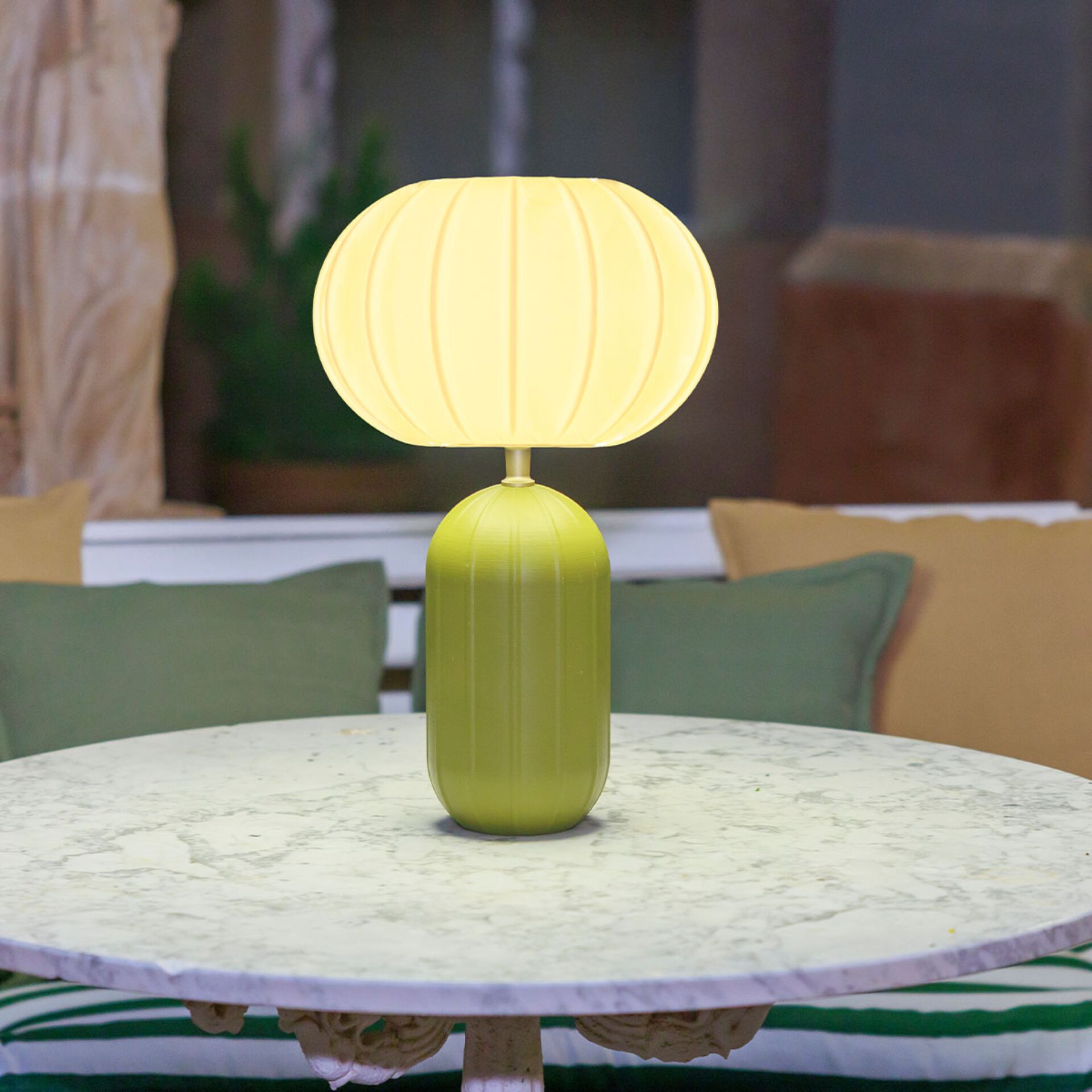 Lampen, Tischlampe, Grün, Kugel-Lampe, Porzell an Tischlampe