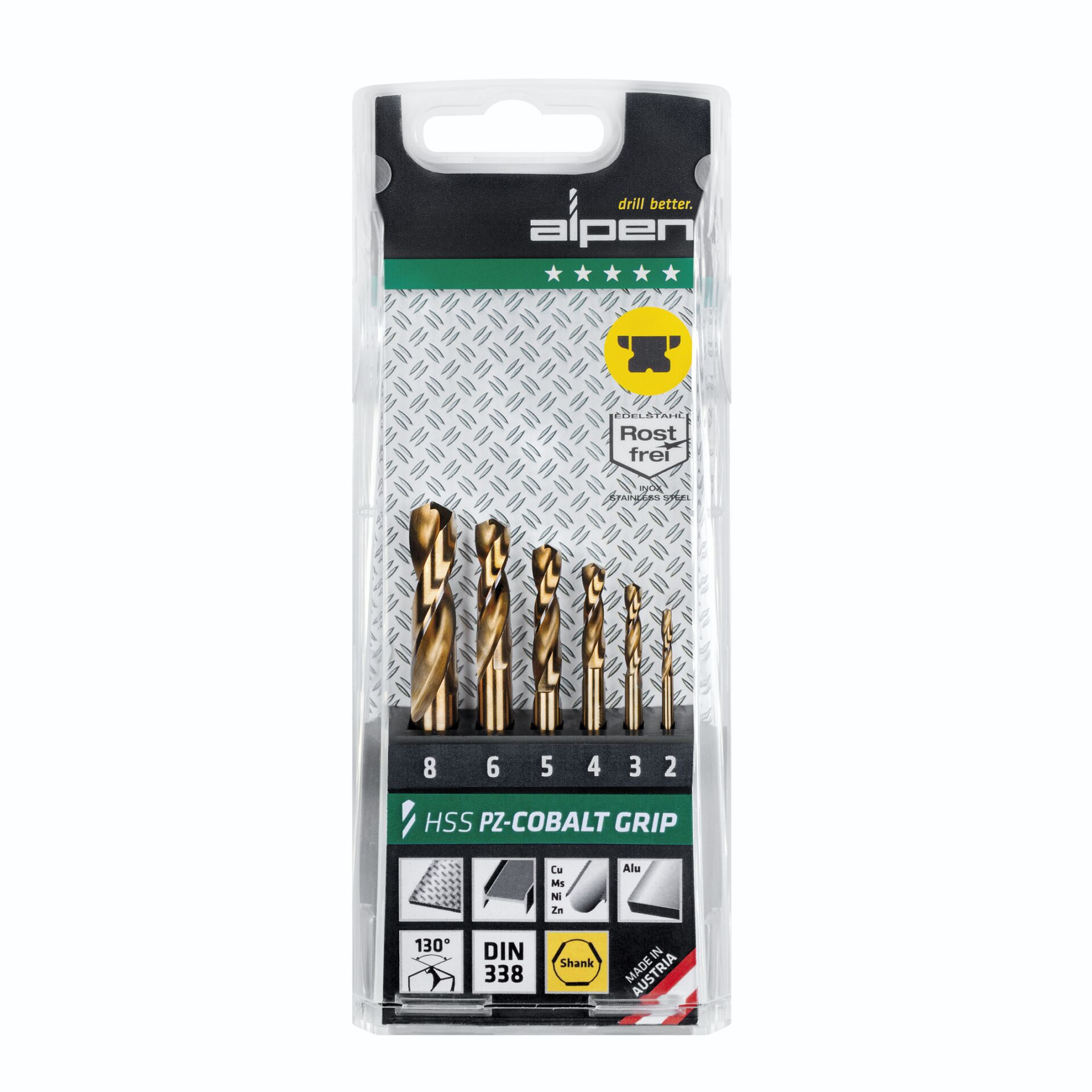 Alpen Cassette PZ HSS Cobalt  1897 3-kant TM 6, 6-pcs.