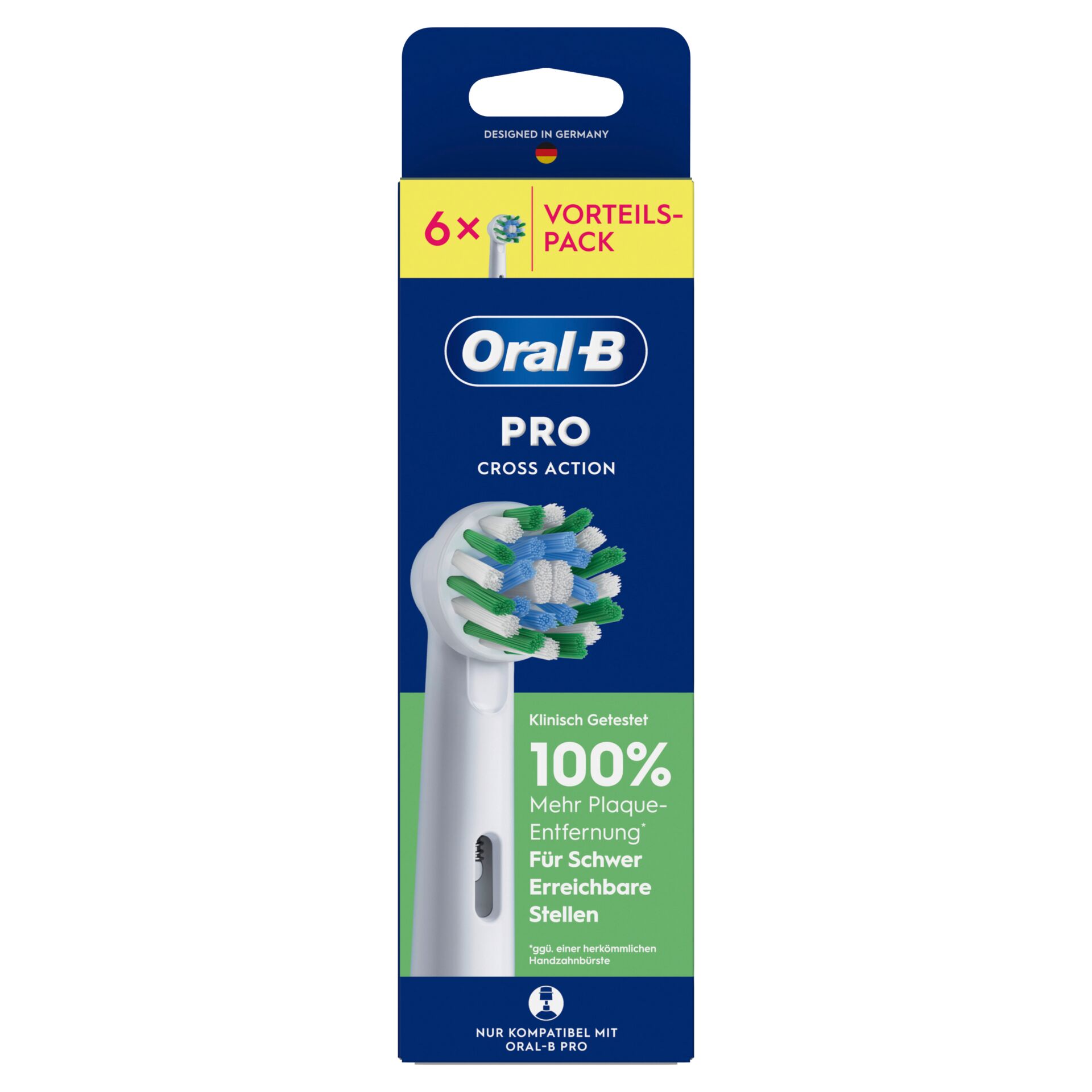 Schallzahnbürstenkopf, Oral-B Pro, Pro Cross Action, Kopfrotation, 6er Pack