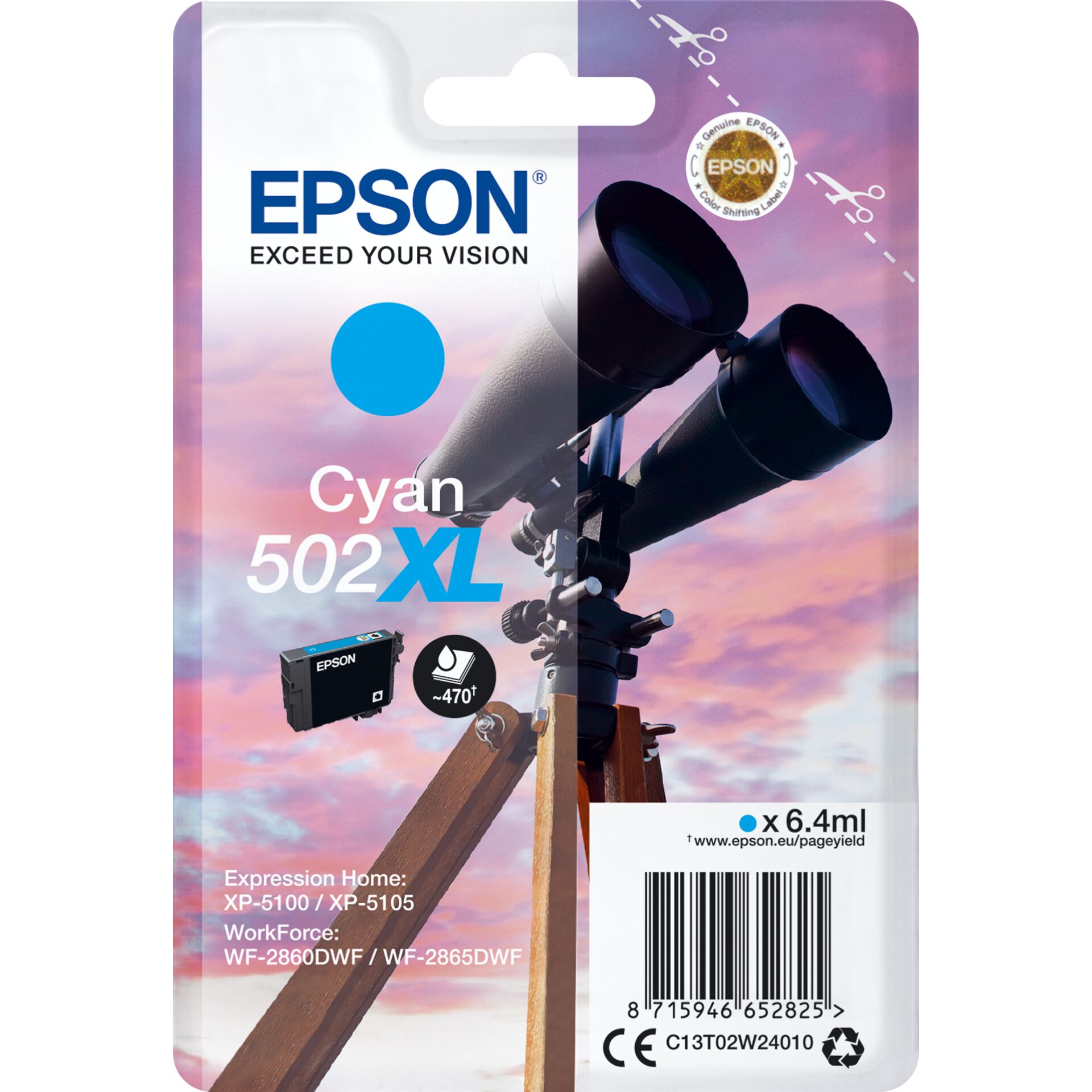Epson ink cartridge cyan  502 XL                    T 02W2