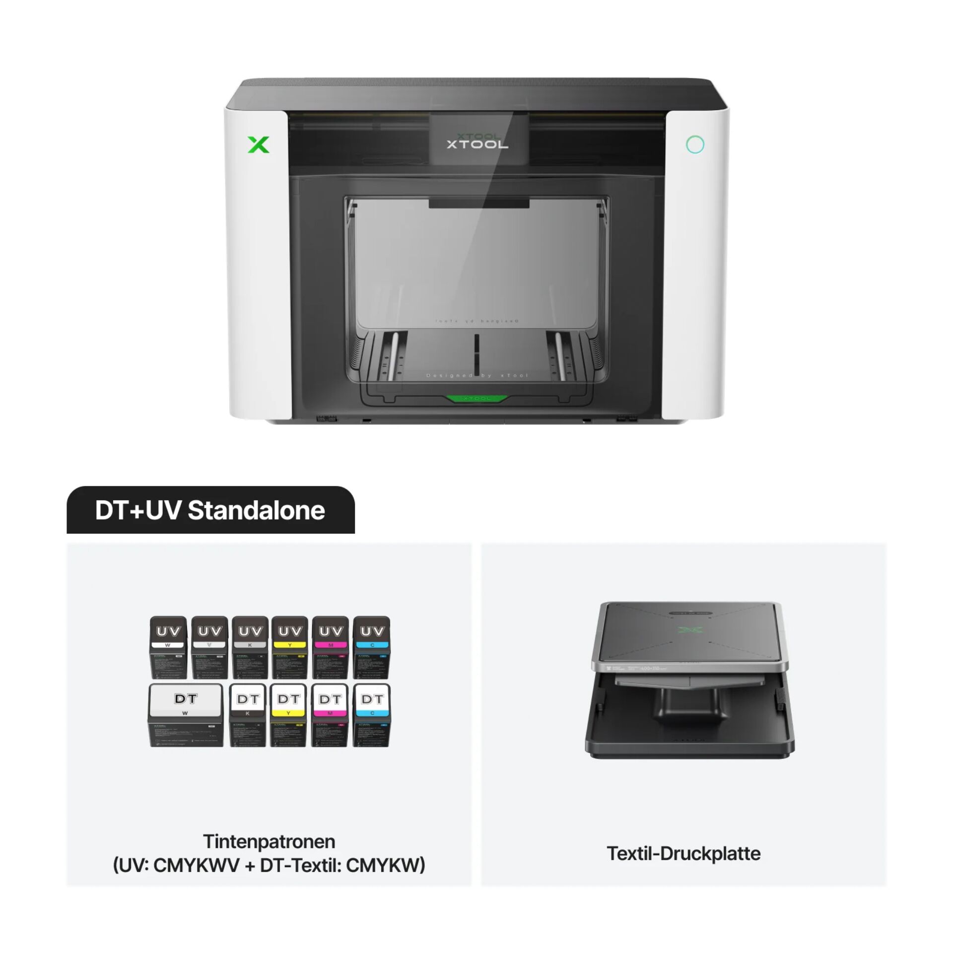 DT+UV Standalone, Tintenpatronen, Textil-Druckplatte, UV-Drucker, CMYKW/DT-Textil