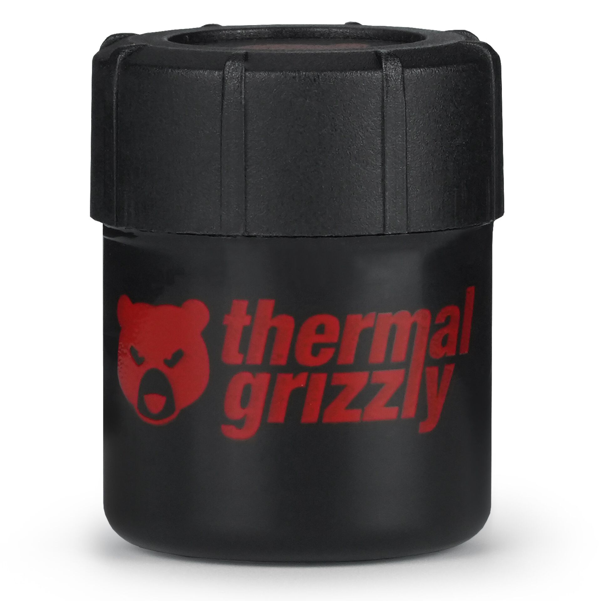 Thermalsflasche, Isolierte Flasche, Schwarz, Rotes Logo, Grizzly Branding