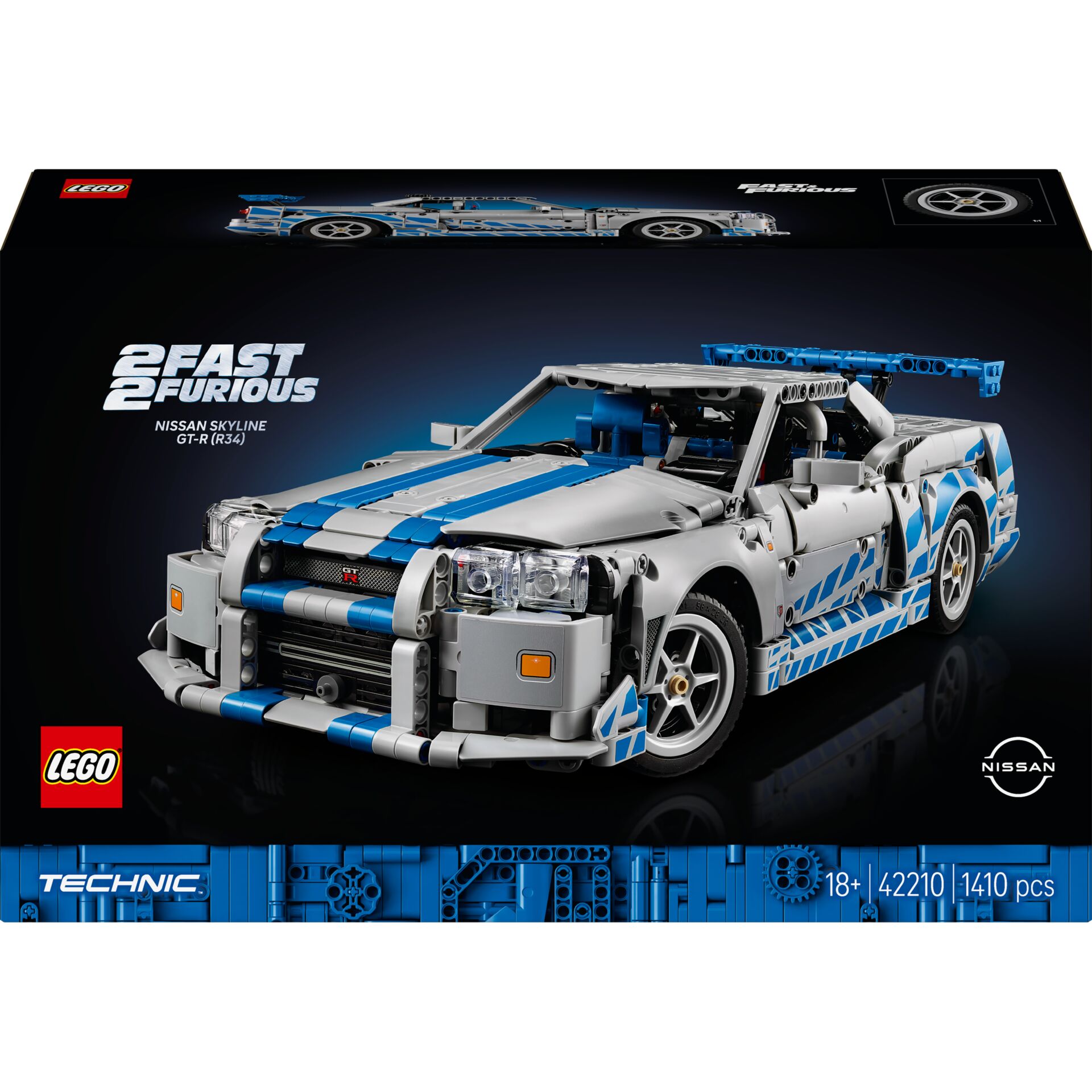 LEGO, Technic, Nissan Skyline GT-R, blaue Akzente, Modellauto