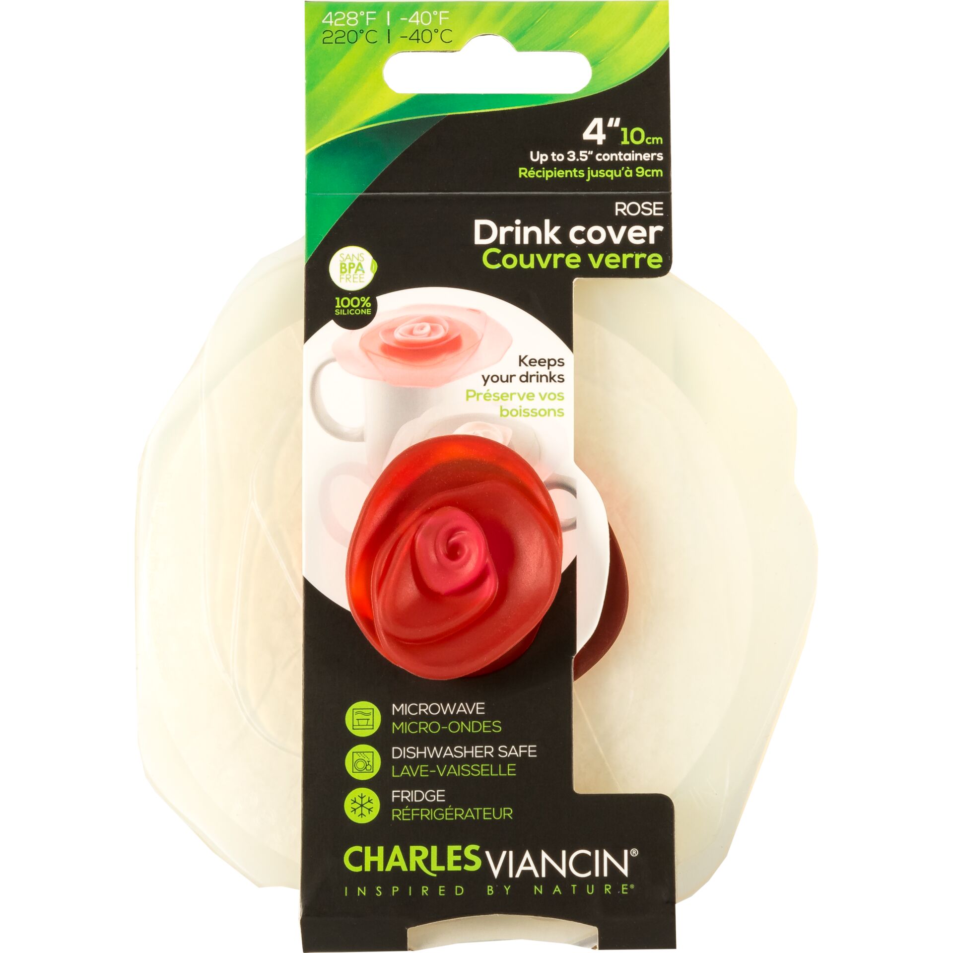 Charles Viancin ROSE 11,5 cm 2  Silicone Drink Covers white/red