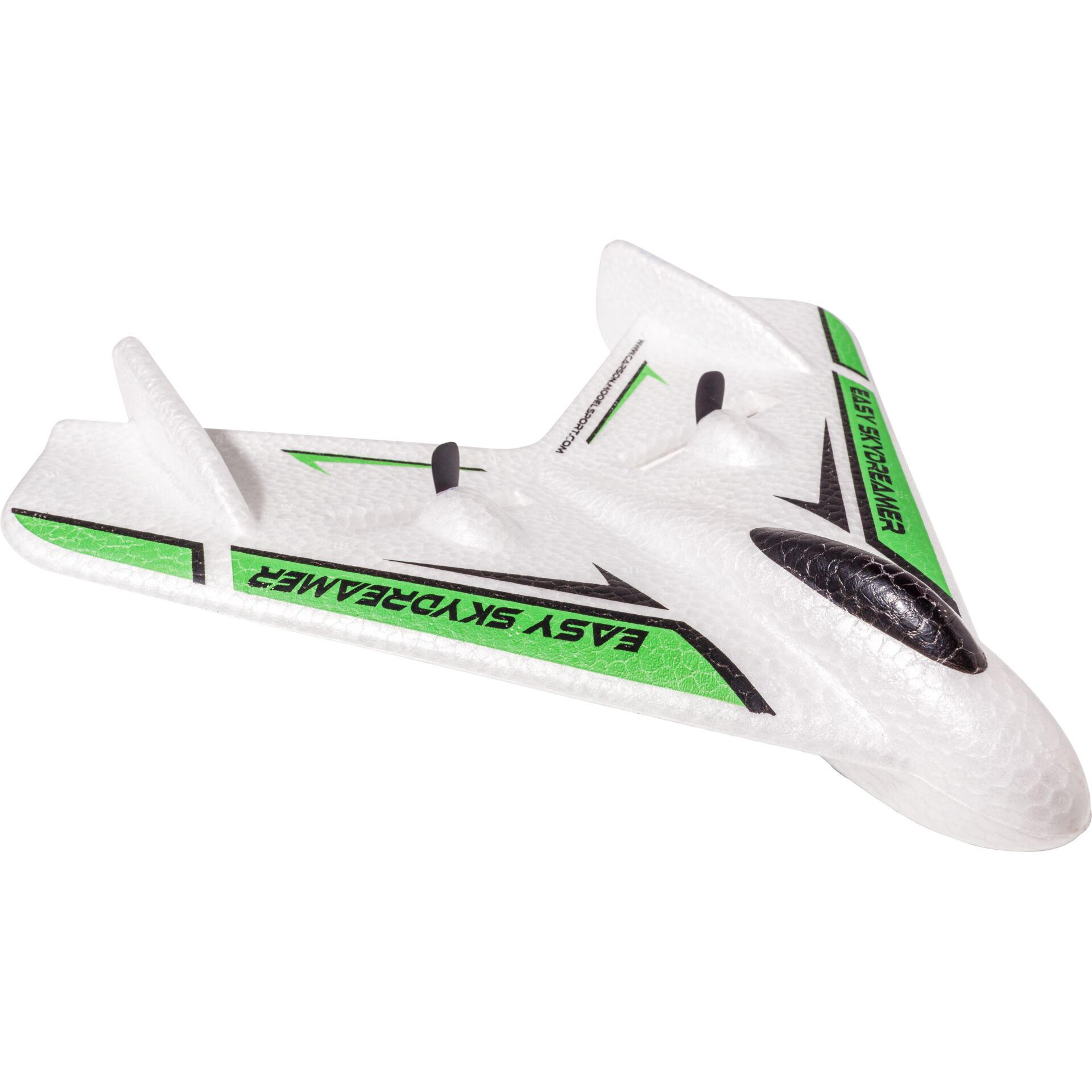 RC-Flugzeug, Schaumflugzeug, grüne Akzente, Zweimann-Wing, Model aus Schaum